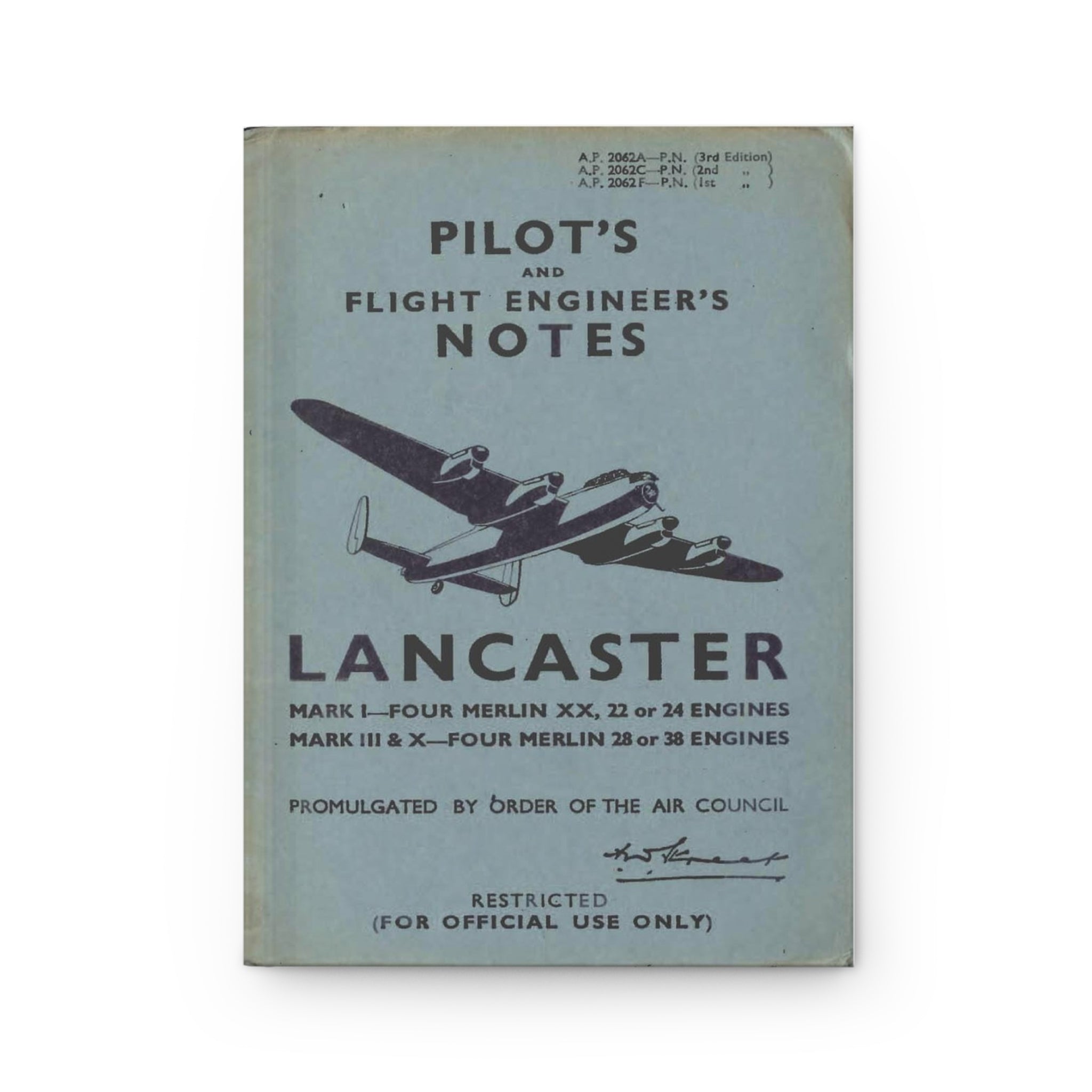 Avro "Lancaster" Inspired Hardcover Journal - I Love a Hangar