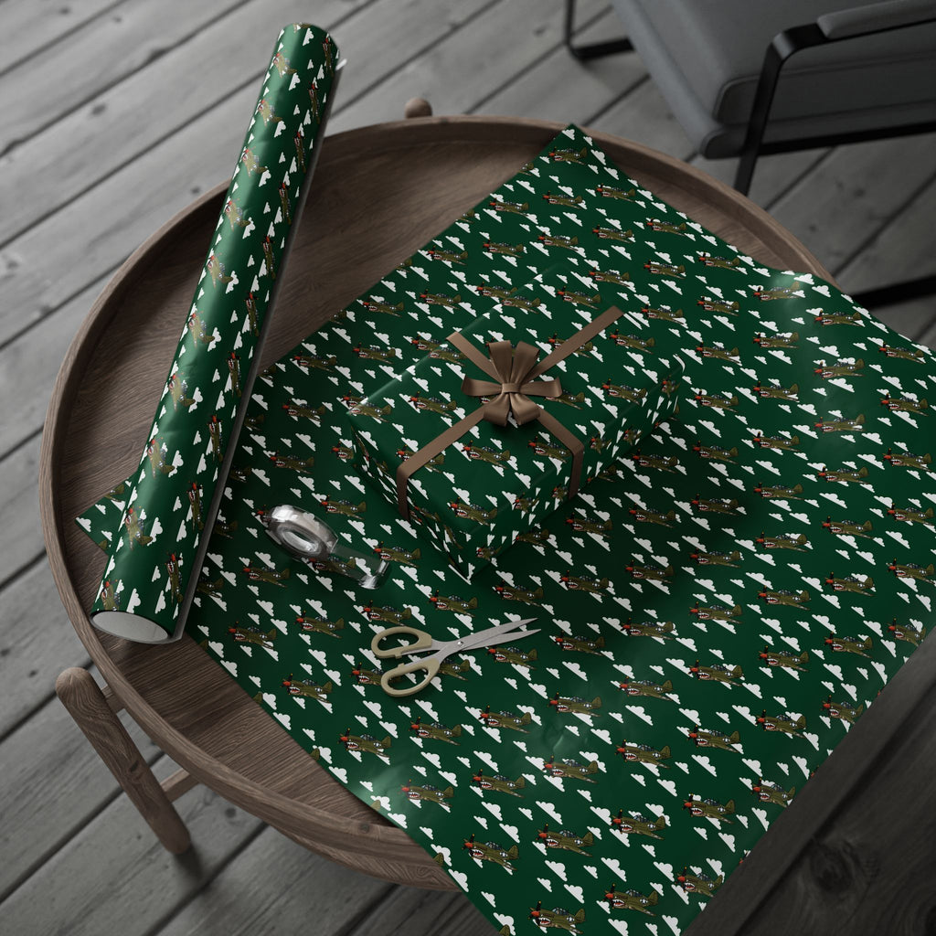 P-40 Warhawk Sharkmouth Wrapping Paper - Green - I Love a Hangar