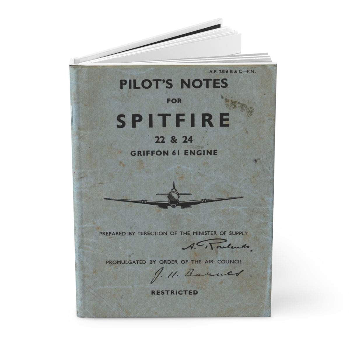 Supermarine "Spitfire" Inspired Hardcover Journal - I Love a Hangar