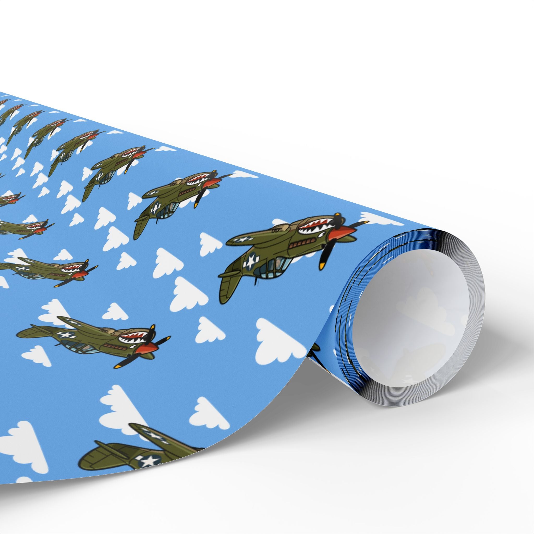 P-40 Warhawk Sharkmouth Wrapping Paper - Light Blue - I Love a Hangar