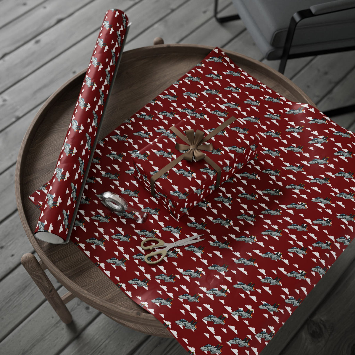 F-14 Tomcat Wrapping Paper - Maroon - I Love a Hangar