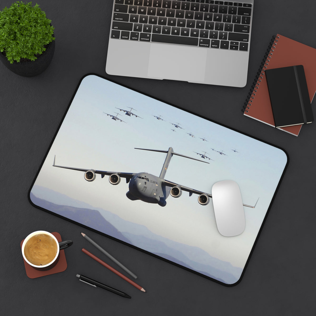C-17 Globemaster Formation Desk Mat - I Love a Hangar