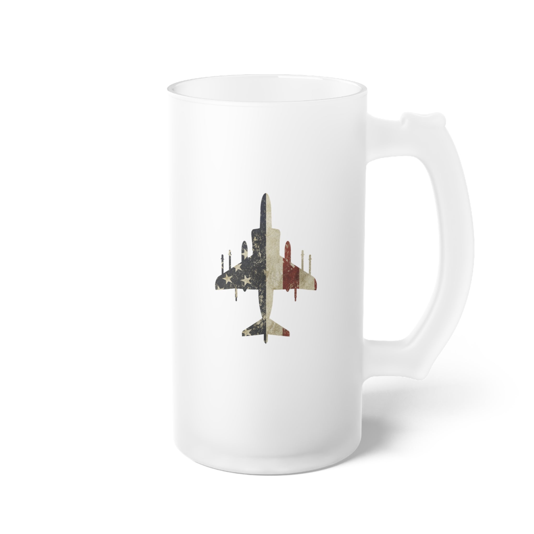 AV-8B Harrier II Frosted Glass 16oz (473ml) Beer Mug - I Love a Hangar
