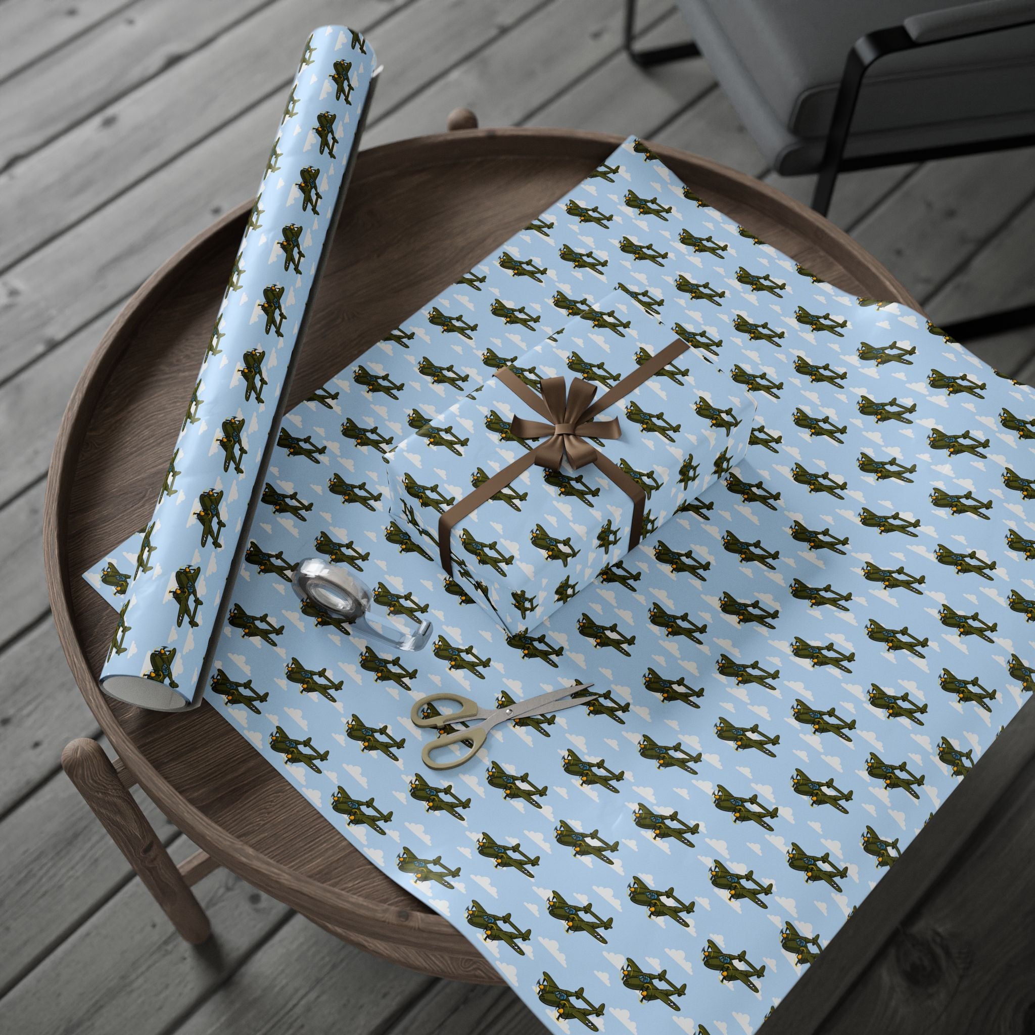 P-38 Lightning Wrapping Paper - Sky Blue - I Love a Hangar