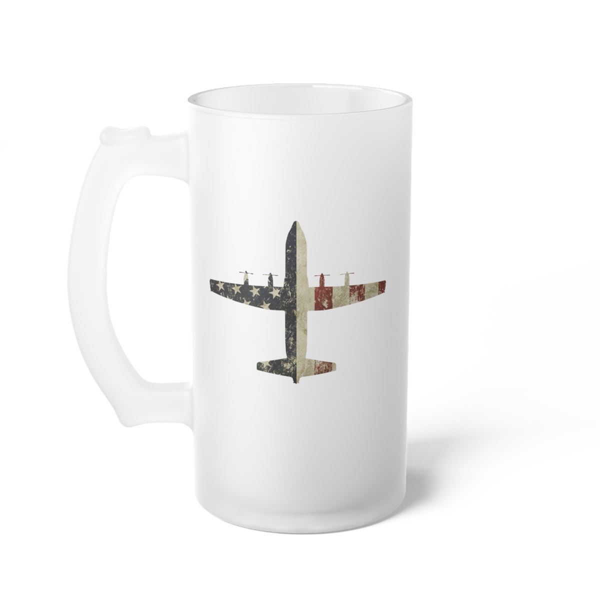 C-130 Hercules Frosted Glass 16oz (473ml) Beer Mug - I Love a Hangar