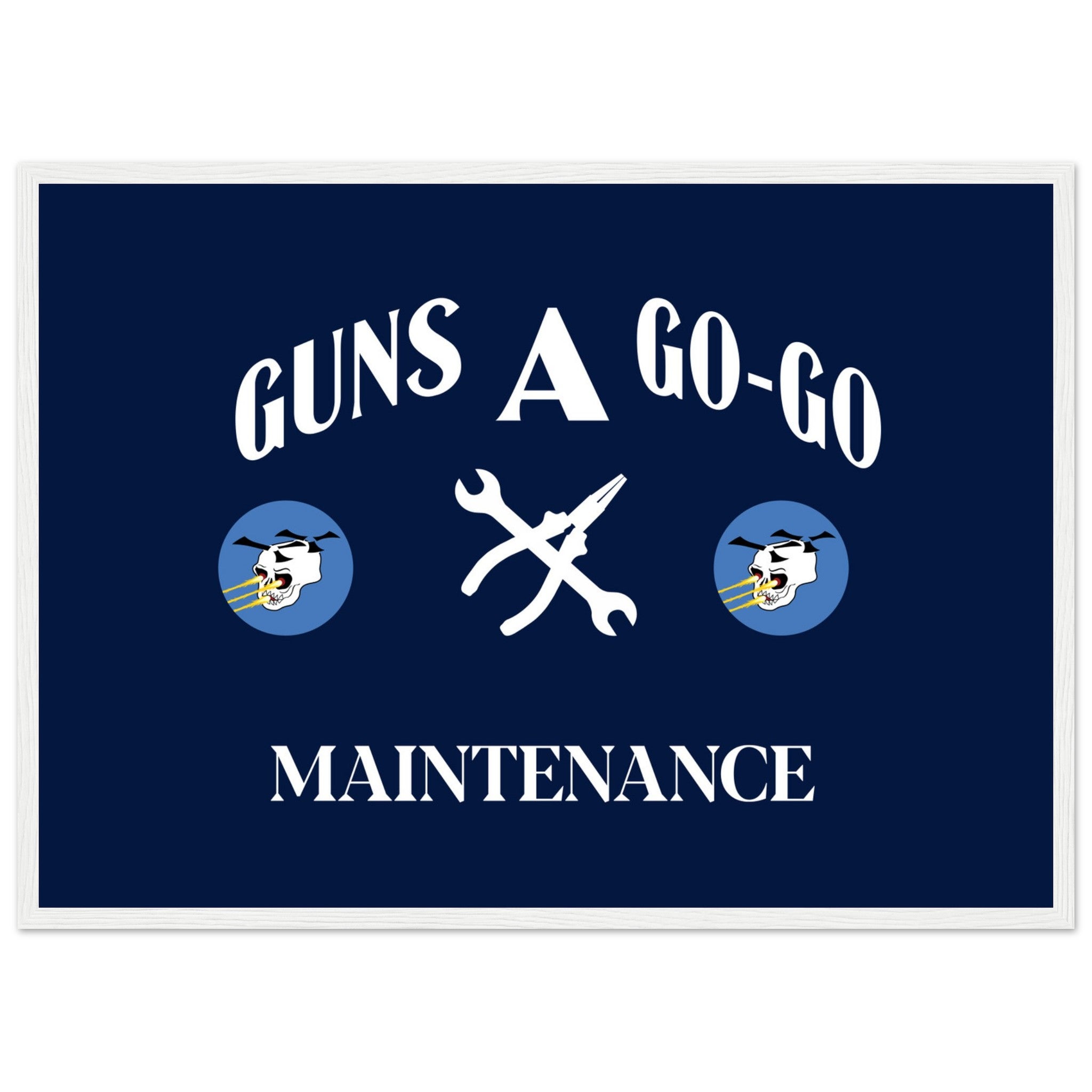 "Guns A Go-Go" (53rd Avn Det) Premium Matte Paper Wooden Framed Poster - I Love a Hangar