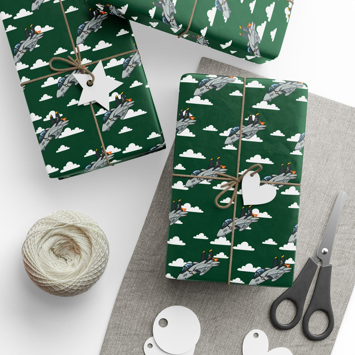 F-14 Tomcat Wrapping Paper -  Green - I Love a Hangar