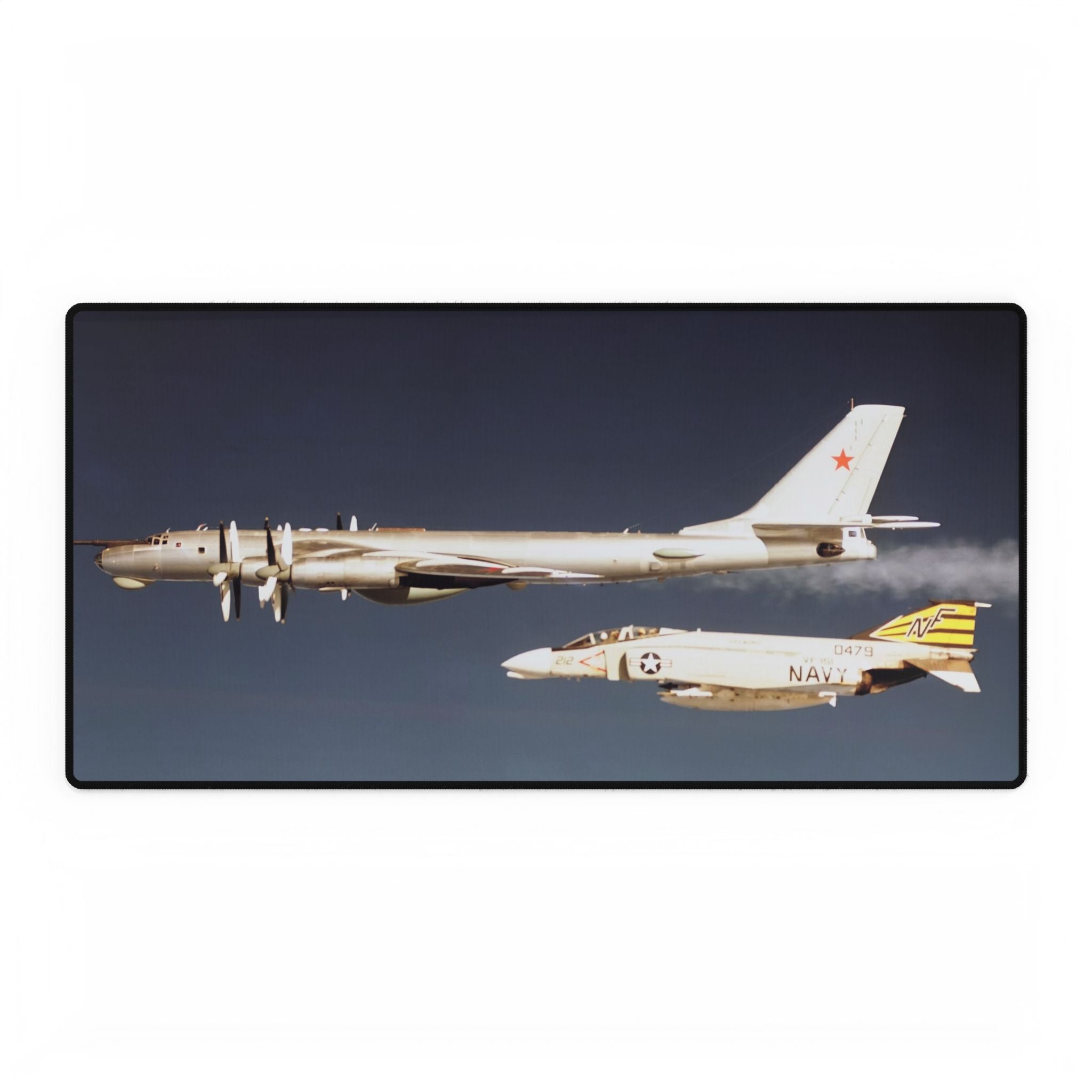 F-4 Phantom alongside TU-95 Bear Desk Mat - I Love a Hangar
