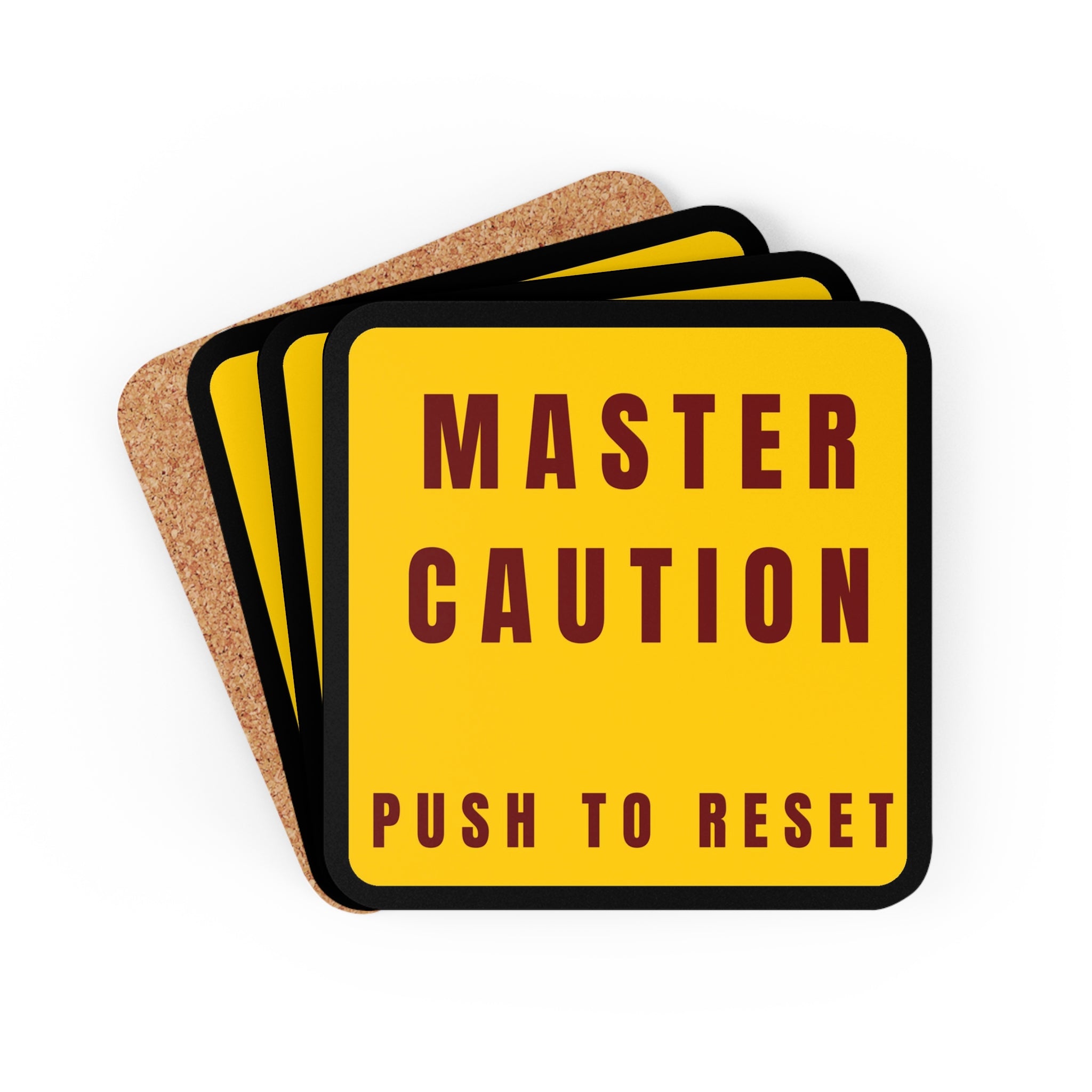 Master Caution Corkwood Coaster Set - I Love a Hangar