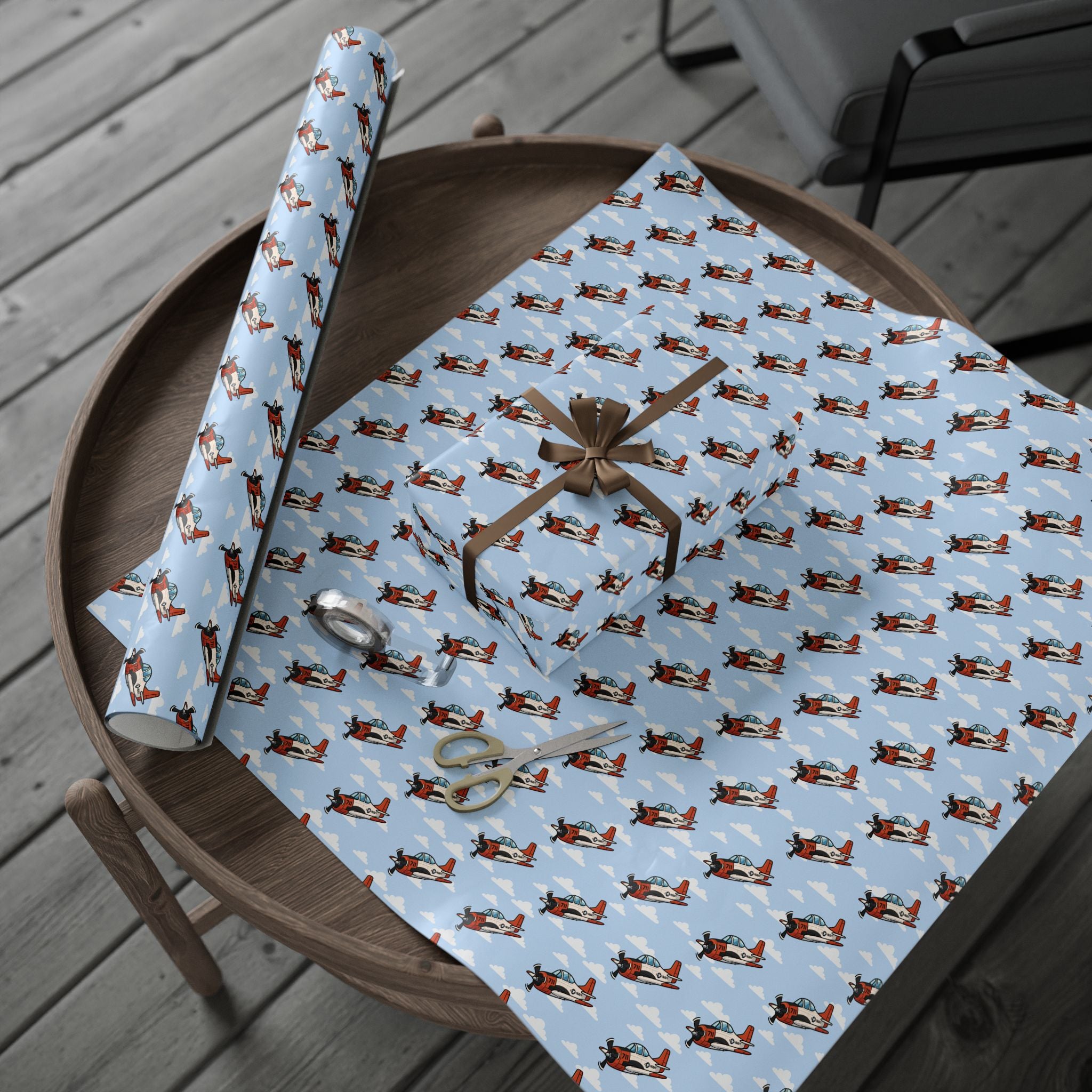 T-28 Trojan Wrapping Paper -  Sky Blue