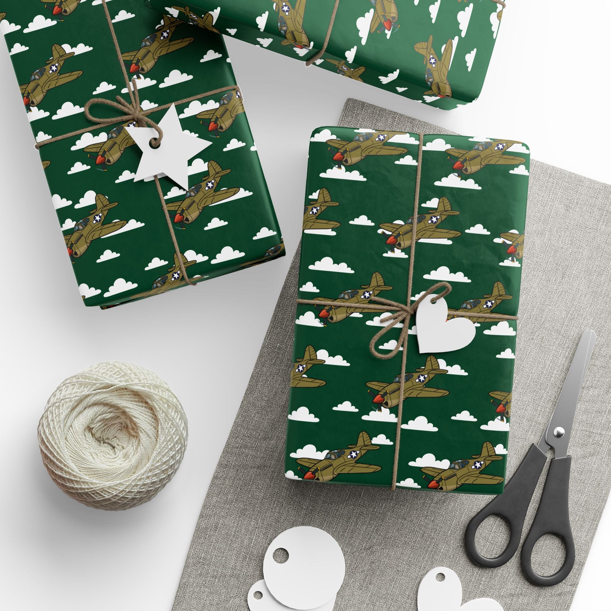 P-40 Warhawk Wrapping Paper - Green - I Love a Hangar