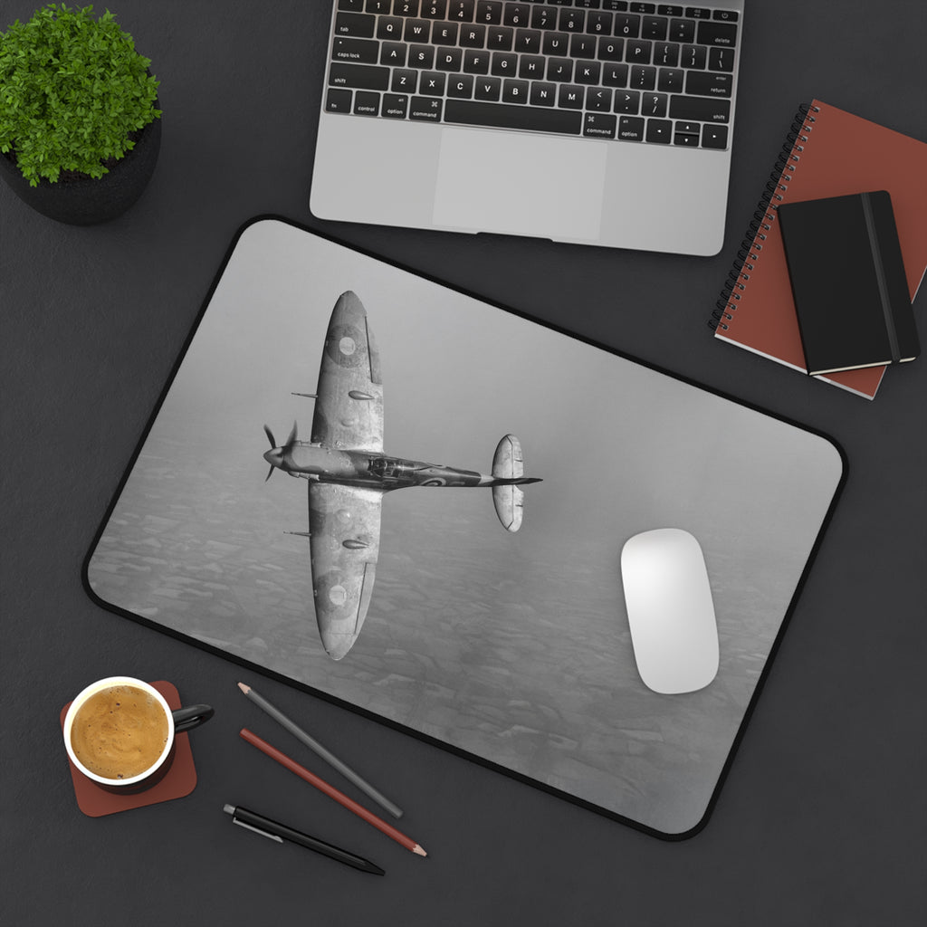 Spitfire R6923 over the English countryside Desk Mat - I Love a Hangar