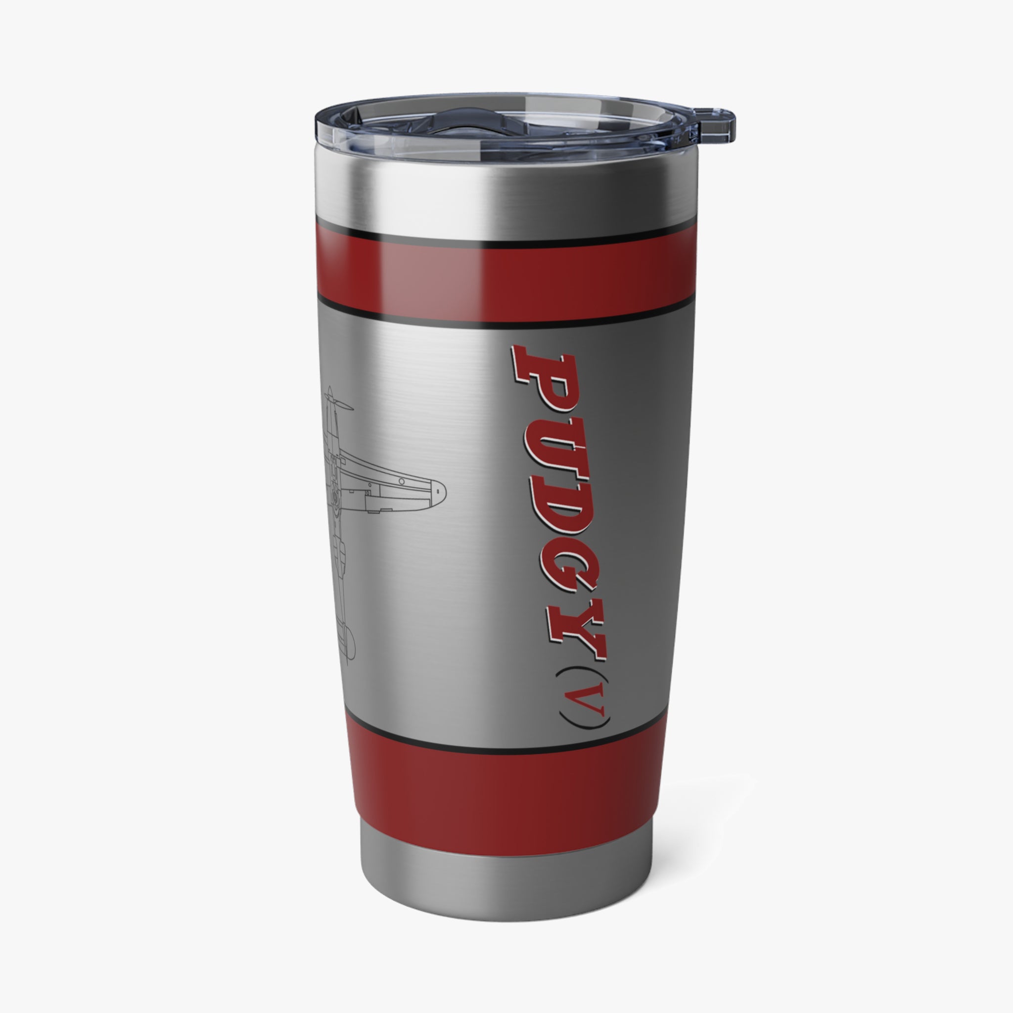 P-38 "Pudgy (V)" Inspired 20oz (590ml) Stainless Steel Tumbler - I Love a Hangar