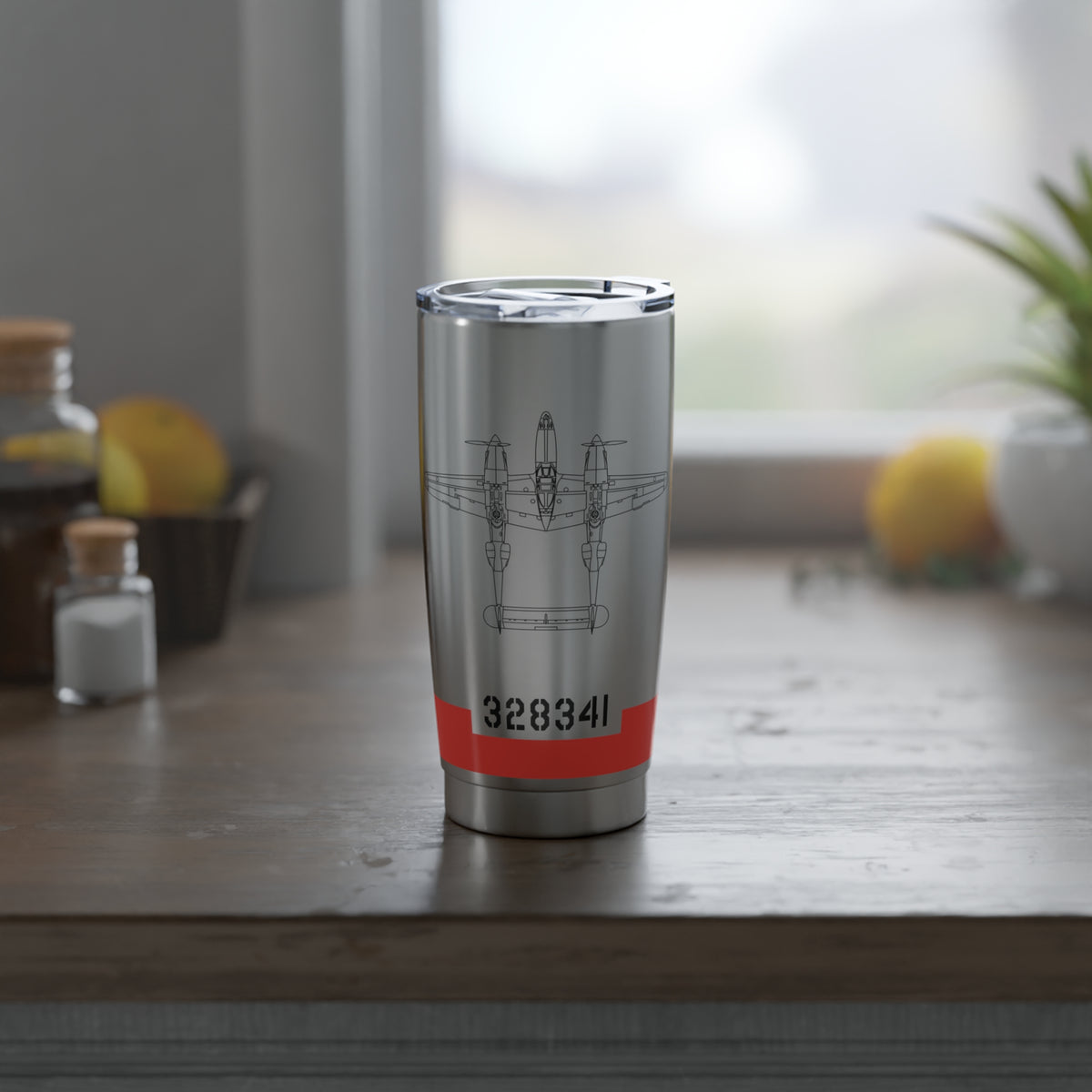 P-38 "SCAT III" Inspired 20oz (590ml) Stainless Steel Tumbler - I Love a Hangar