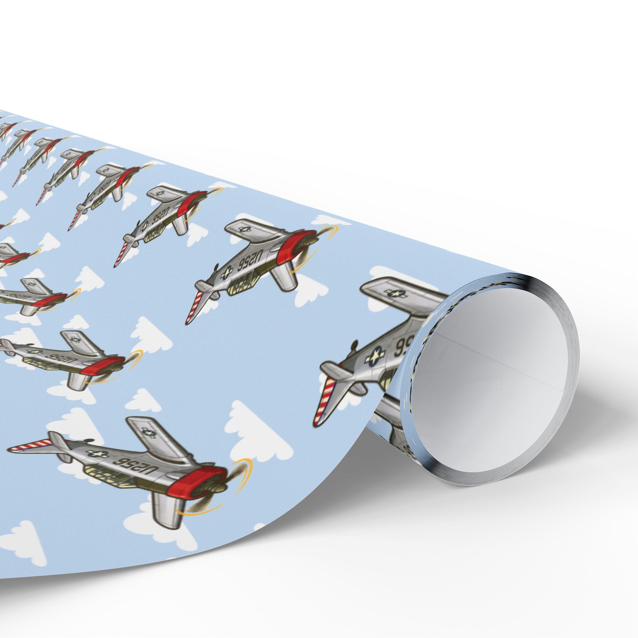 AT-6 Texan (Bare Metal) Wrapping Paper -  Sky Blue