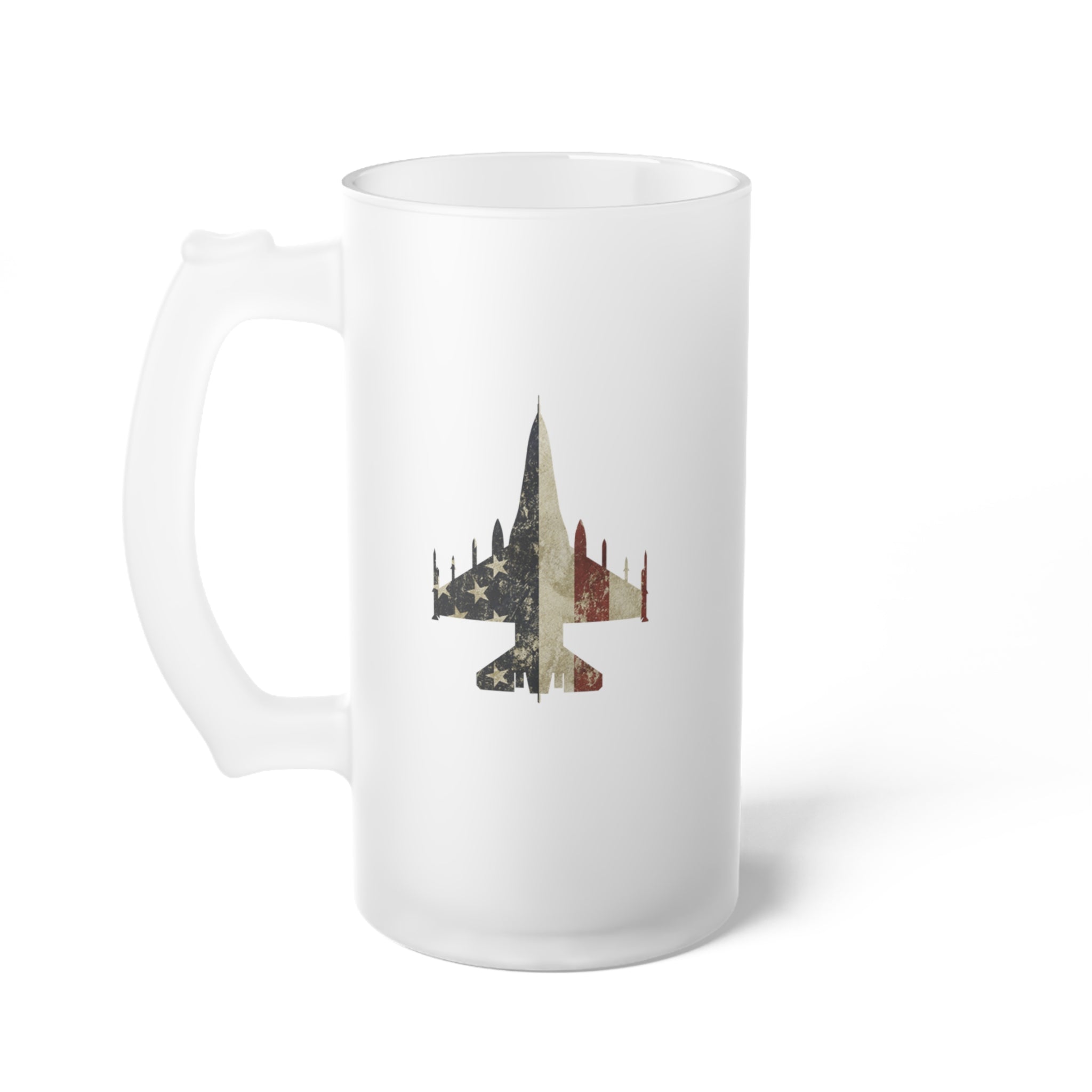 F-16 Fighting Falcon Frosted Glass 16oz (473ml) Beer Mug - I Love a Hangar