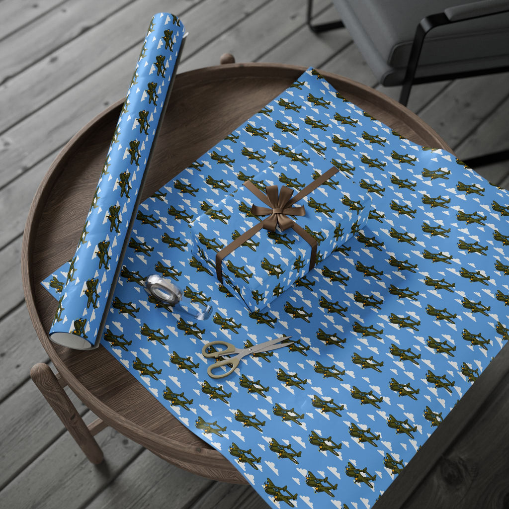 P-38 Lightning Wrapping Paper - Light Blue - I Love a Hangar