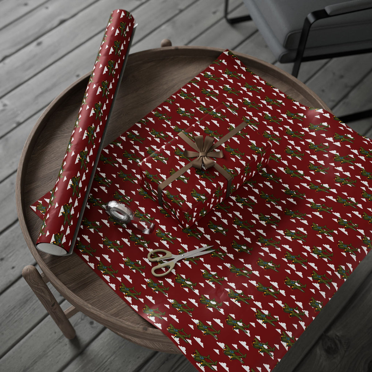 P-38 Lightning Wrapping Paper - Maroon - I Love a Hangar