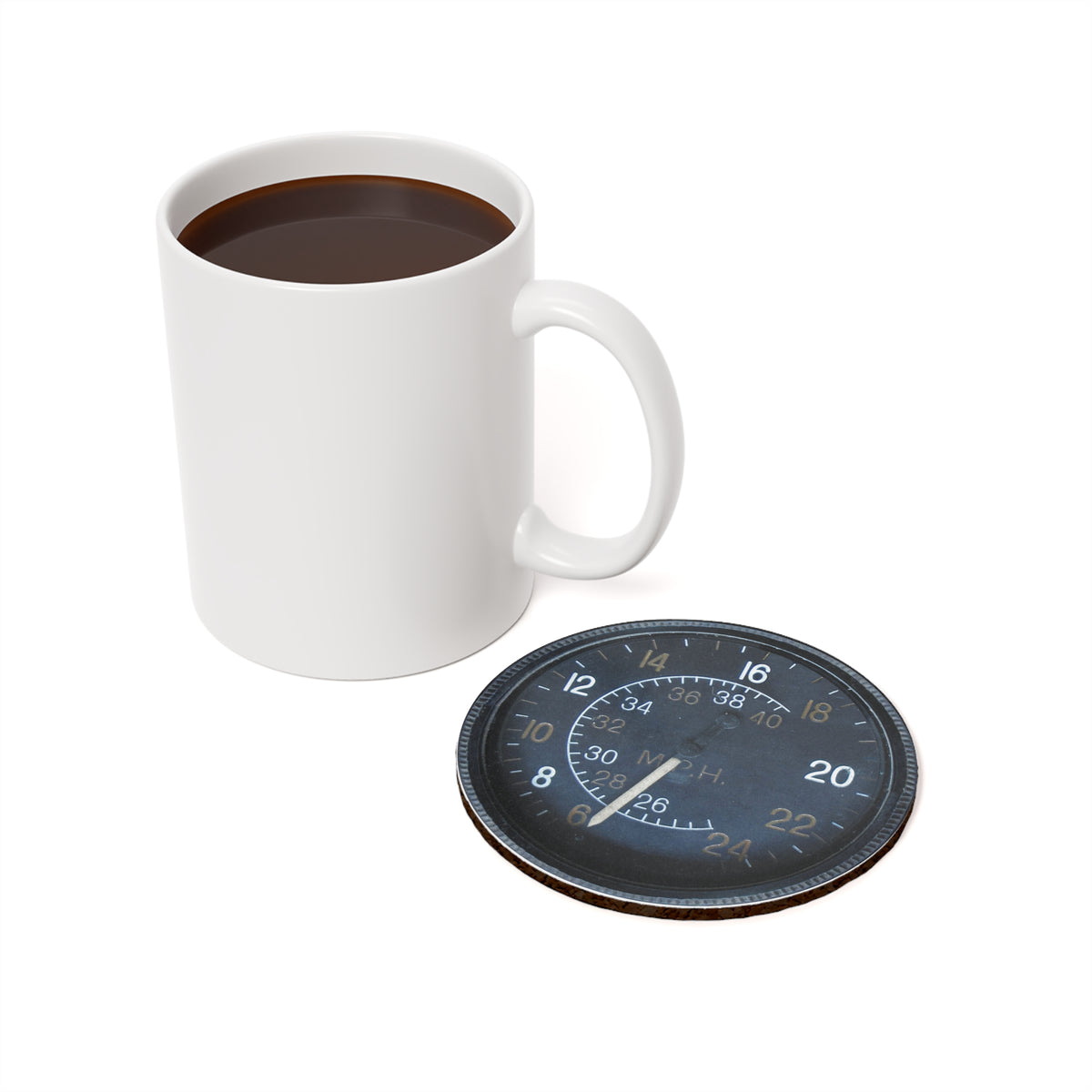 WW2 Air Speed Indicator Cork Back Coaster - I Love a Hangar