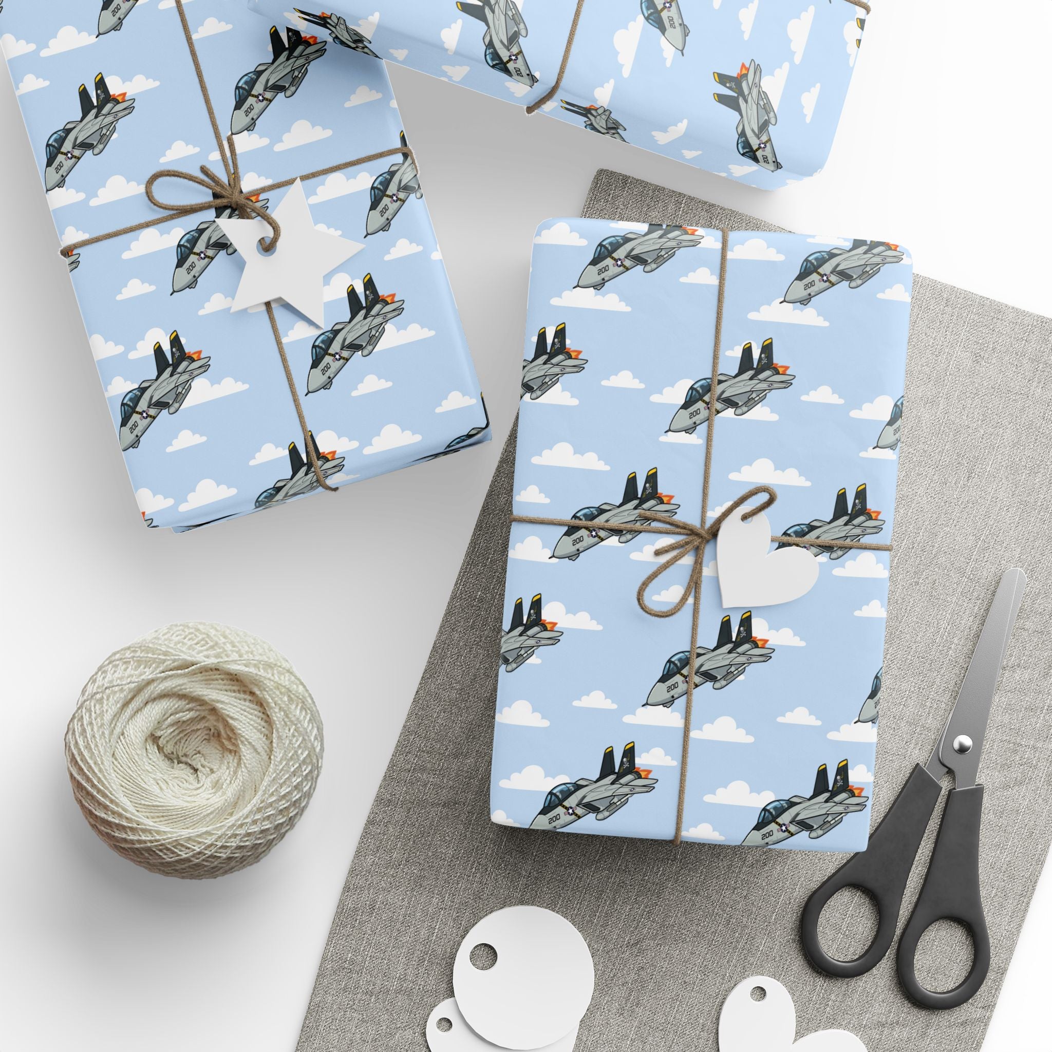 F-14 Tomcat Wrapping Paper -  Sky Blue - I Love a Hangar