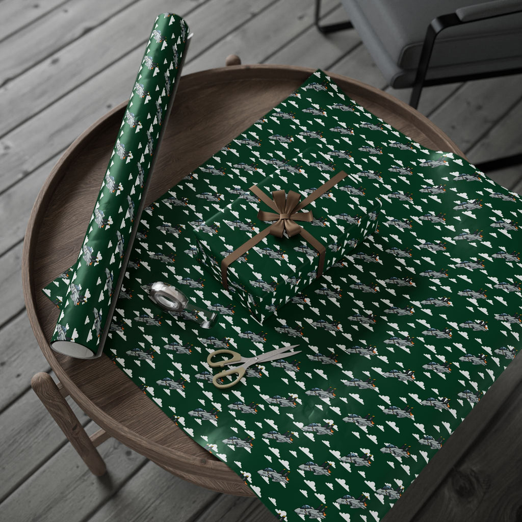 F-14 Tomcat Wrapping Paper -  Green - I Love a Hangar