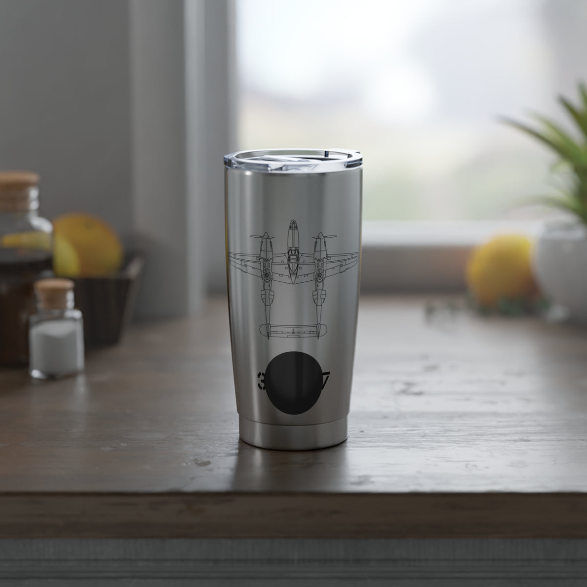 P-38 "SCAT II" Inspired 20oz (590ml) Stainless Steel Tumbler - I Love a Hangar