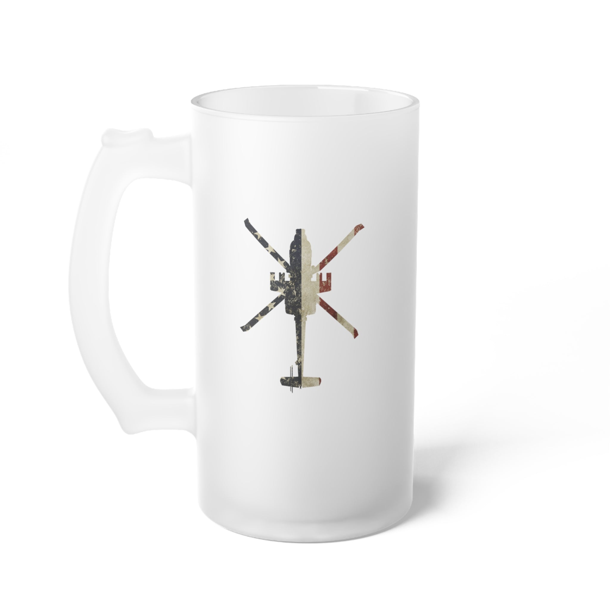 AH-64 Apache Frosted Glass 16oz (473ml) Beer Mug - I Love a Hangar