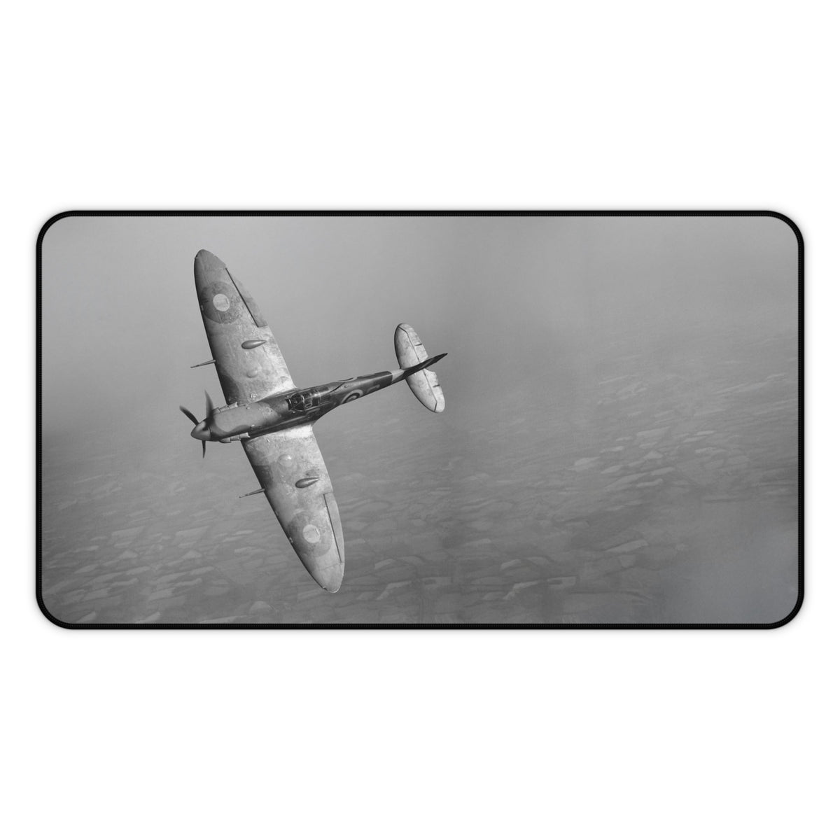 Spitfire R6923 over the English countryside Desk Mat - I Love a Hangar