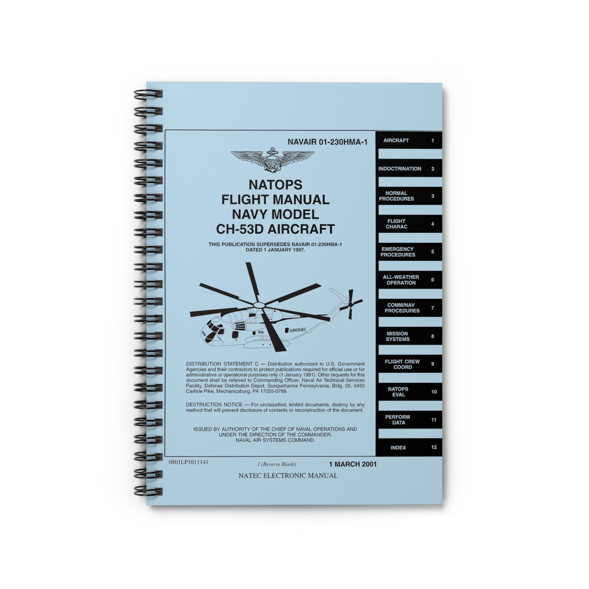 CH-53D Sea Stallion NATOPS Inspired Spiral Notebook