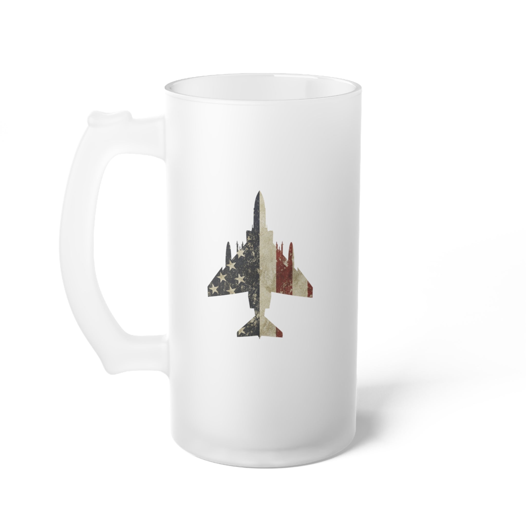 F-4 Phantom Frosted Glass 16oz (473ml) Beer Mug - I Love a Hangar