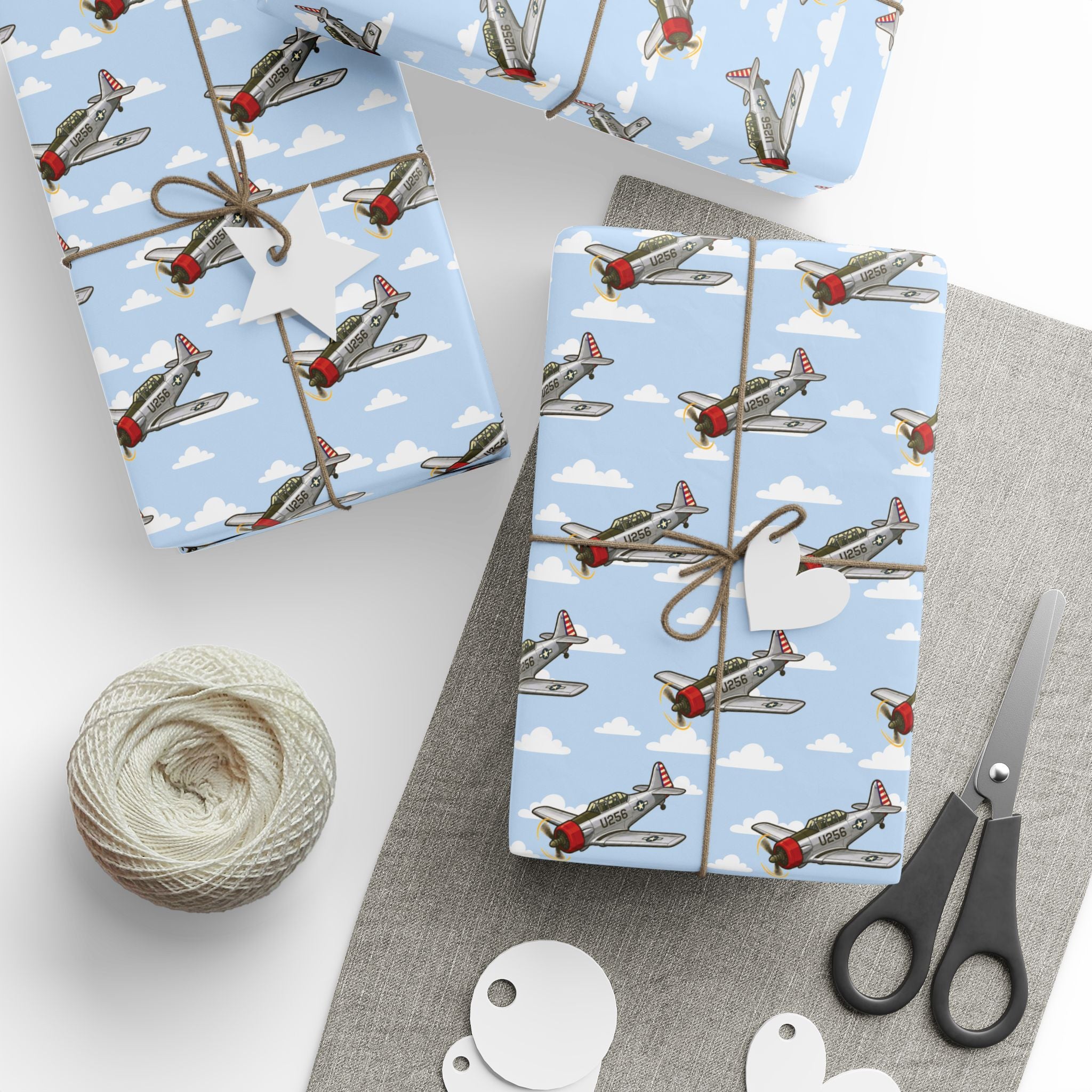 AT-6 Texan (Bare Metal) Wrapping Paper -  Sky Blue