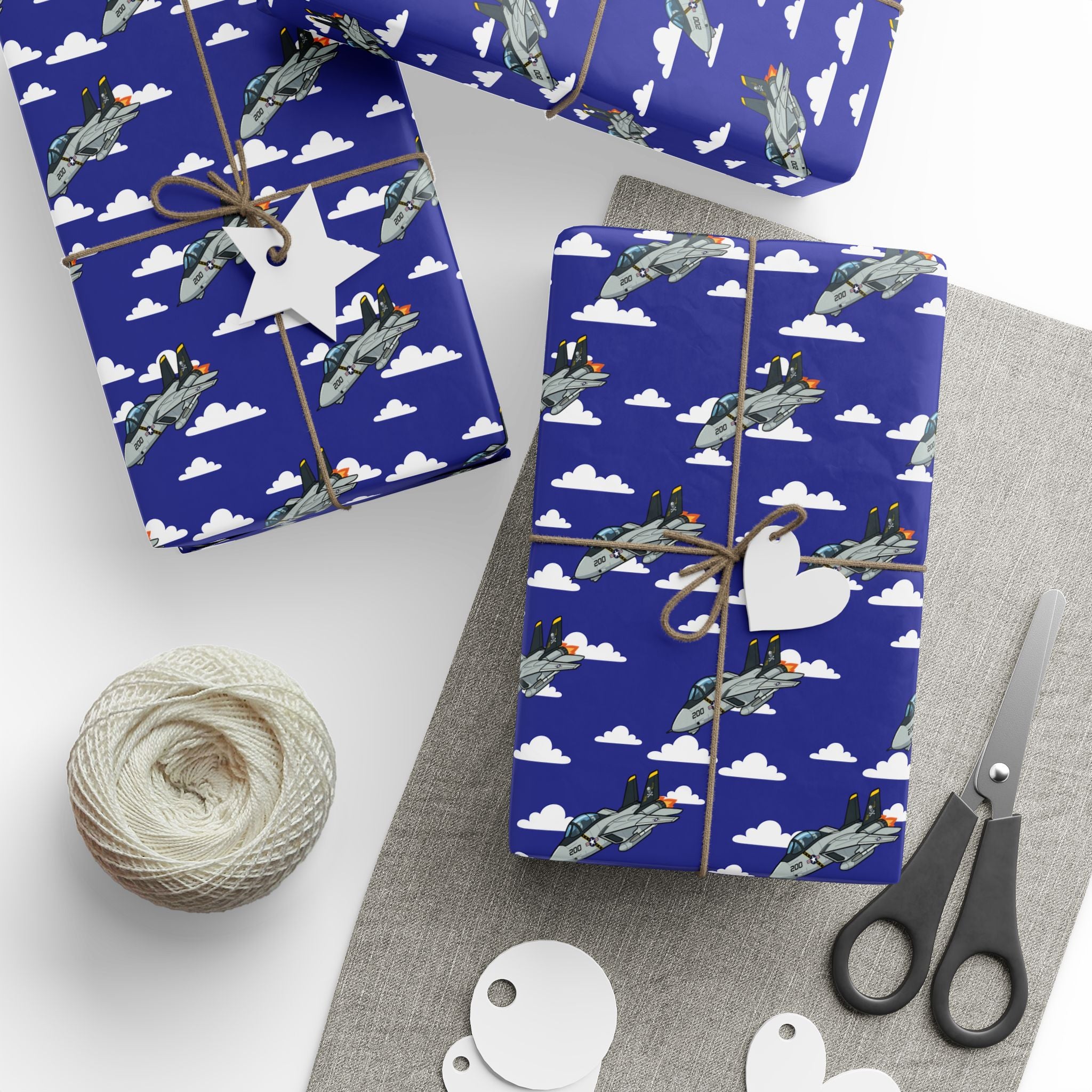 F-14 Tomcat Wrapping Paper - Blue - I Love a Hangar