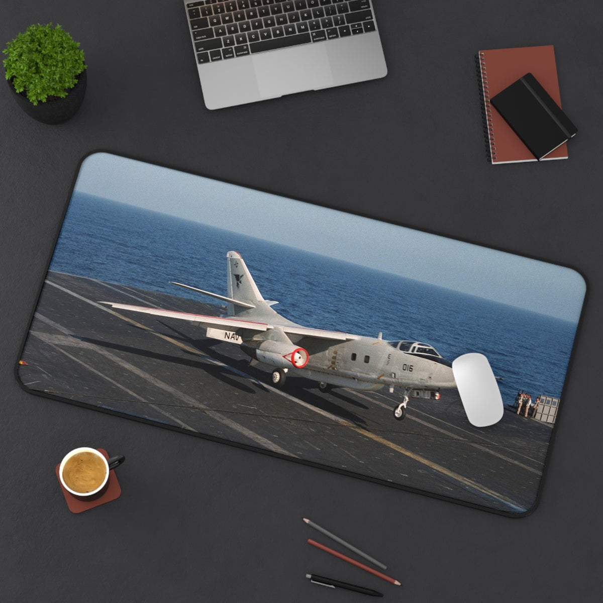 EA-3B Skywarrior Landing Aboard the USS Kitty Hawk Desk Mat - I Love a Hangar