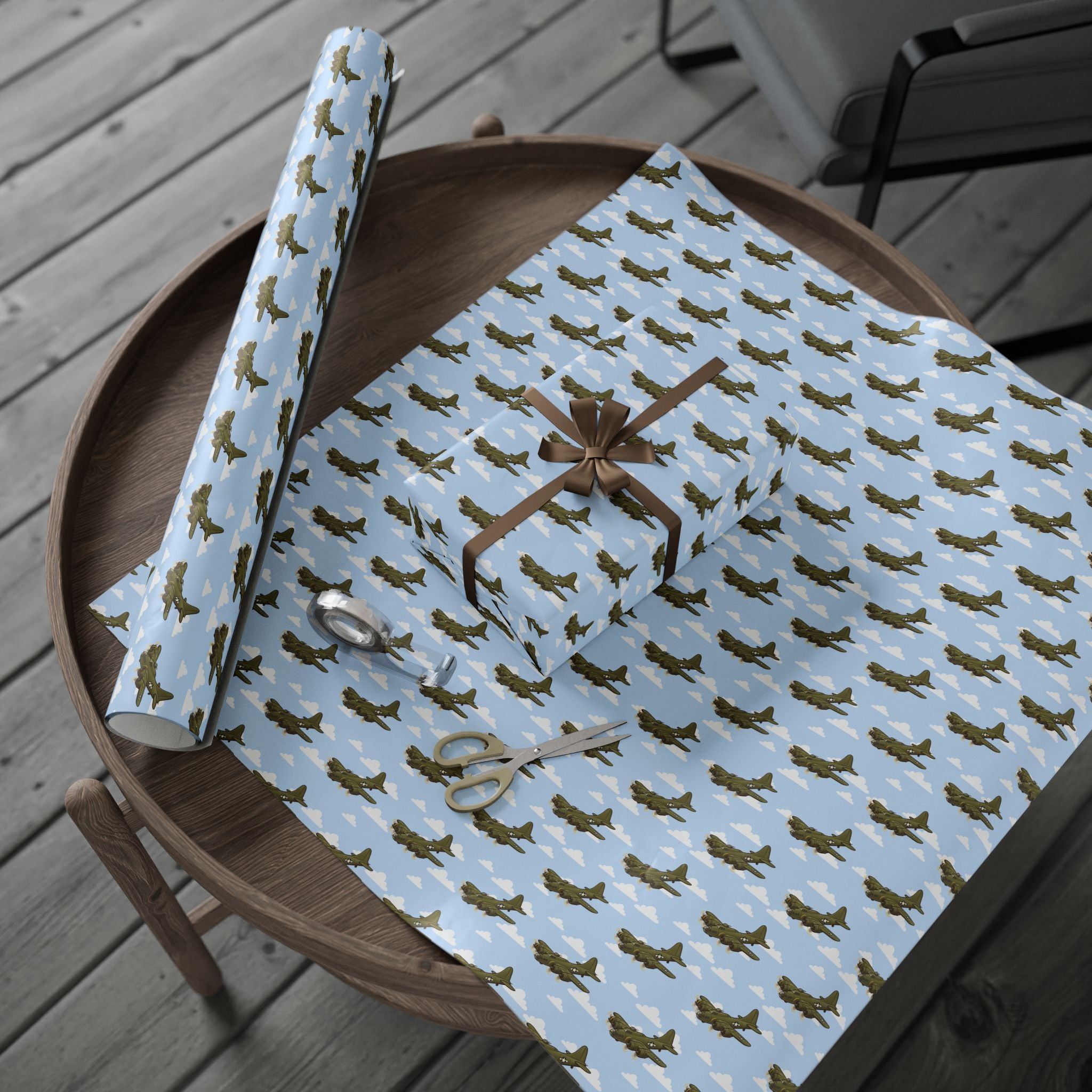 B-17 Flying Fortress Wrapping Paper -  Sky Blue
