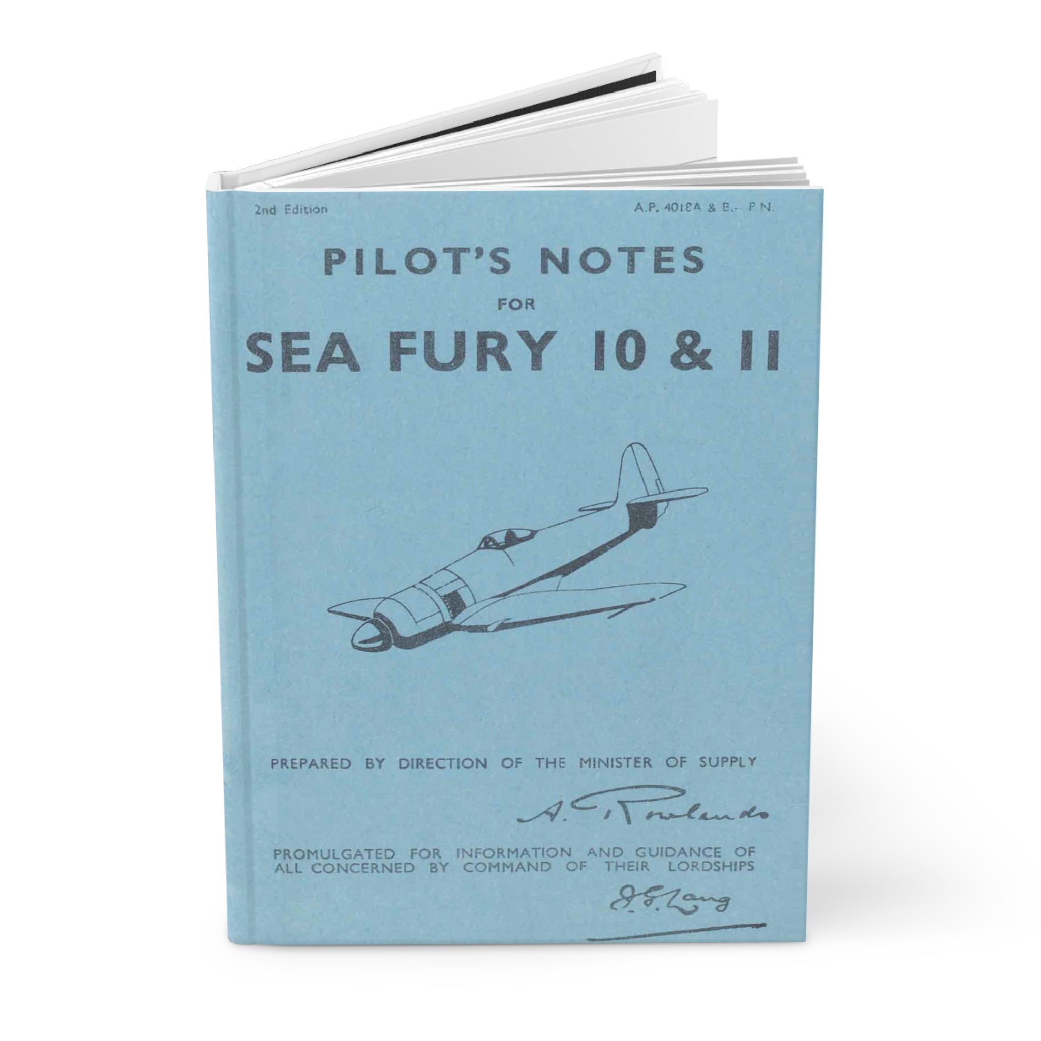 Hawker "Sea Fury" Inspired Hardcover Journal - I Love a Hangar