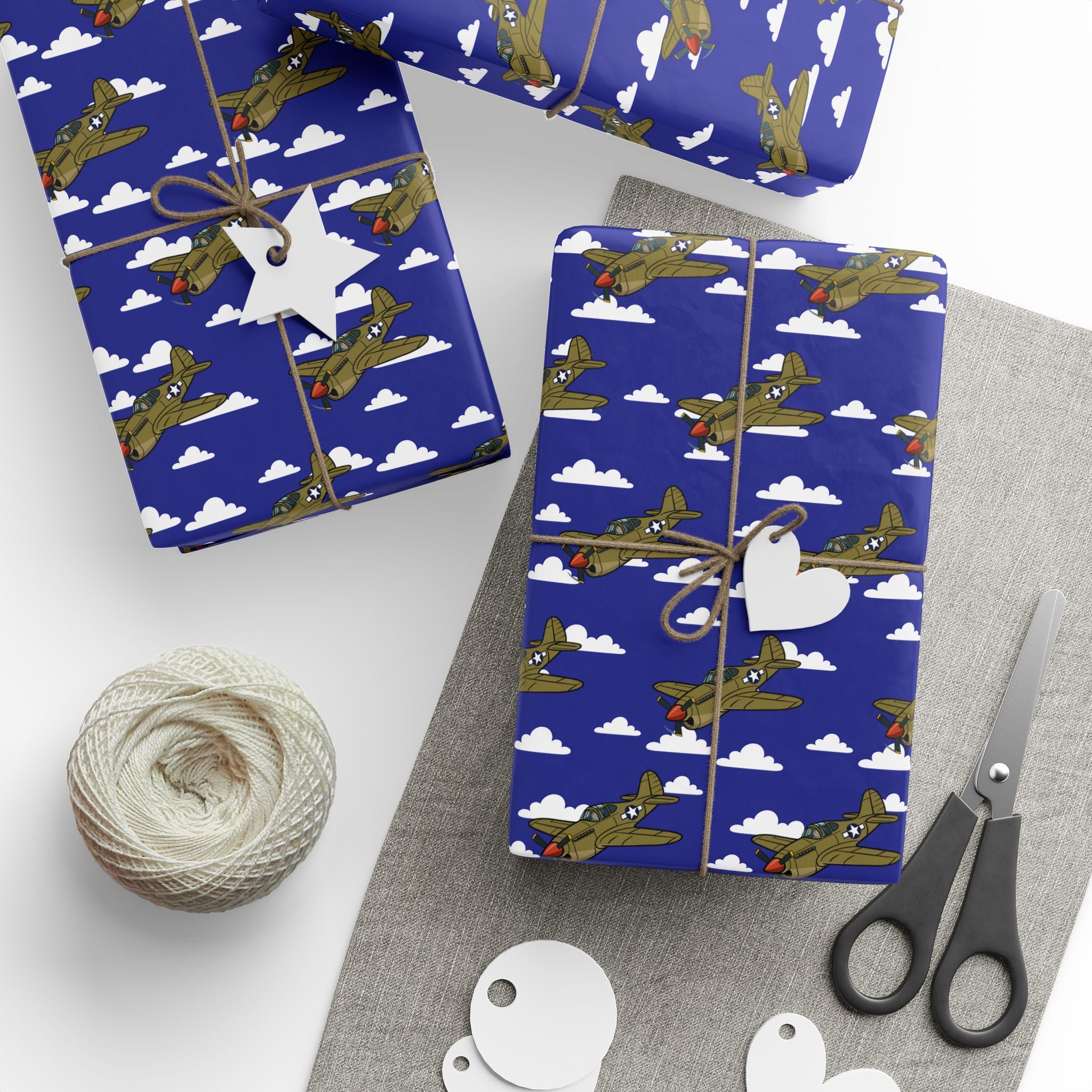 P-40 Warhawk Wrapping Paper - Blue - I Love a Hangar