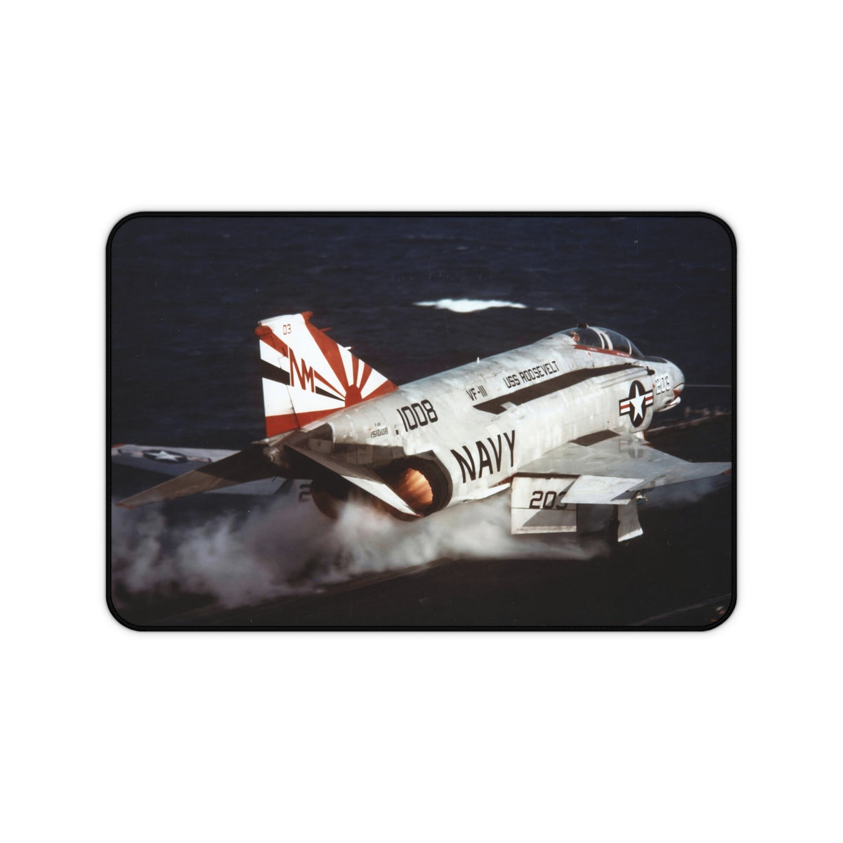 F-4 Phantom II from VF-111 Sundowners About to Launch Desk Mat - I Love a Hangar