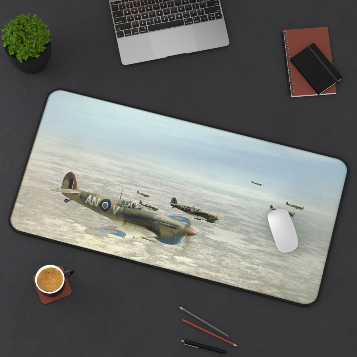 Spitfire of No. 417 Squadron RCAF Desk Mat - I Love a Hangar