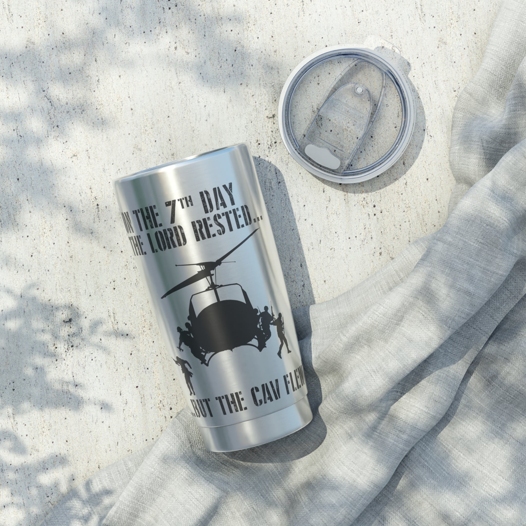 "On the 7th Day the Lord rested, but the Cav Flew" Inspired 20oz (590ml) Stainless Steel Tumbler - I Love a Hangar