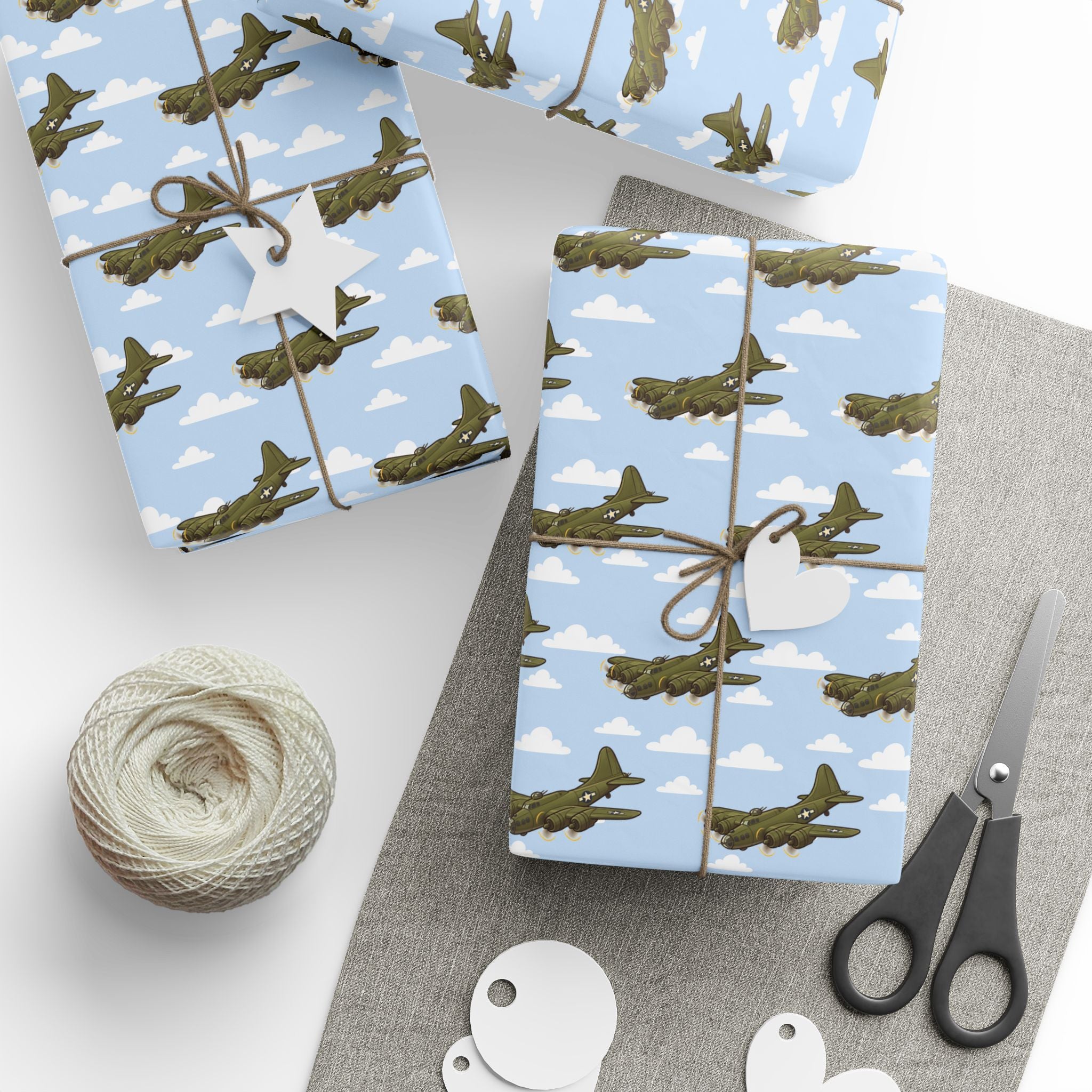 B-17 Flying Fortress Wrapping Paper -  Sky Blue