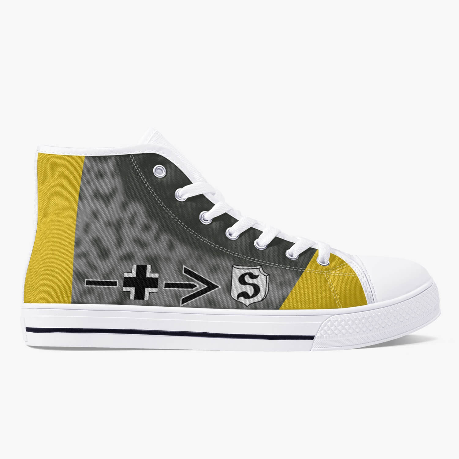 Bf-109 "Black Chevron and Bars" of Adolf Galland High Top Canvas Shoes - I Love a Hangar