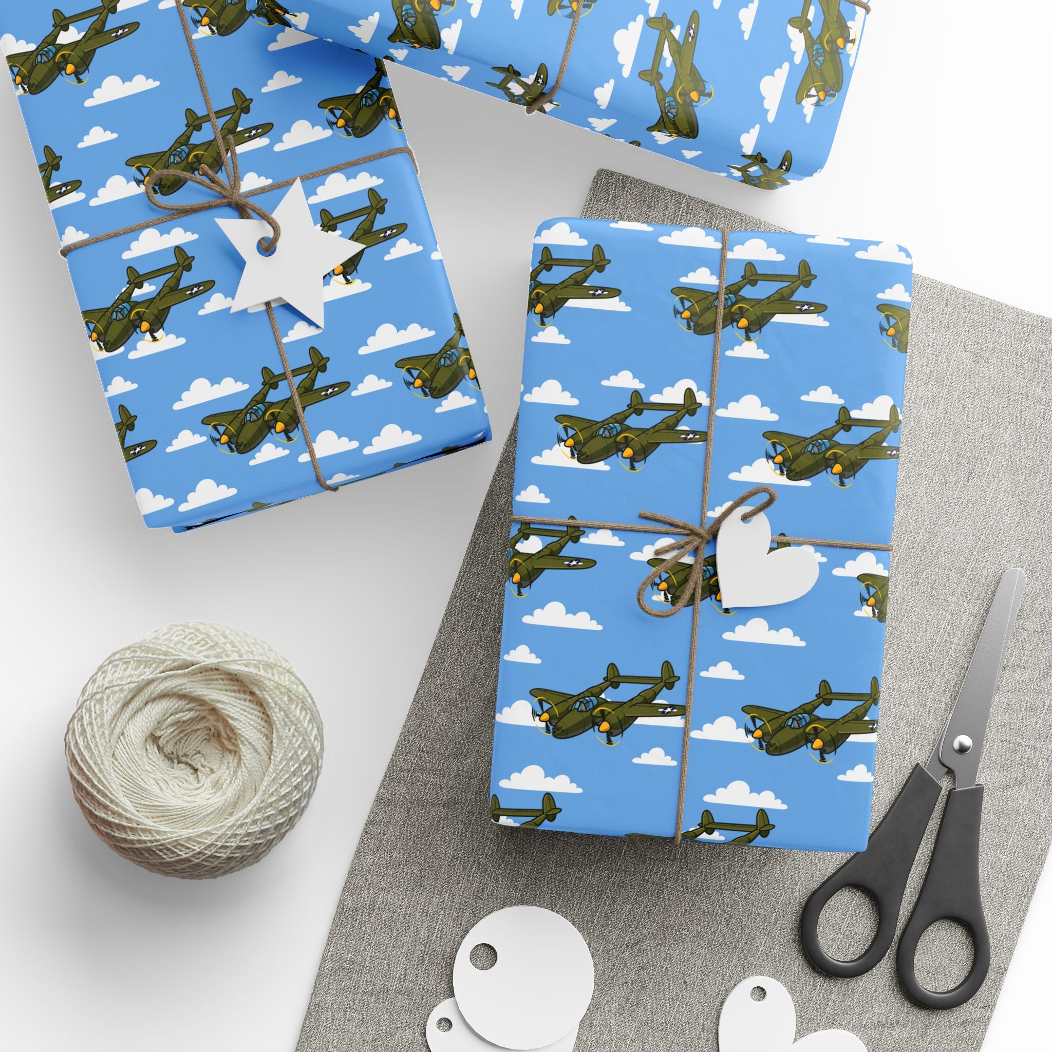 P-38 Lightning Wrapping Paper - Light Blue