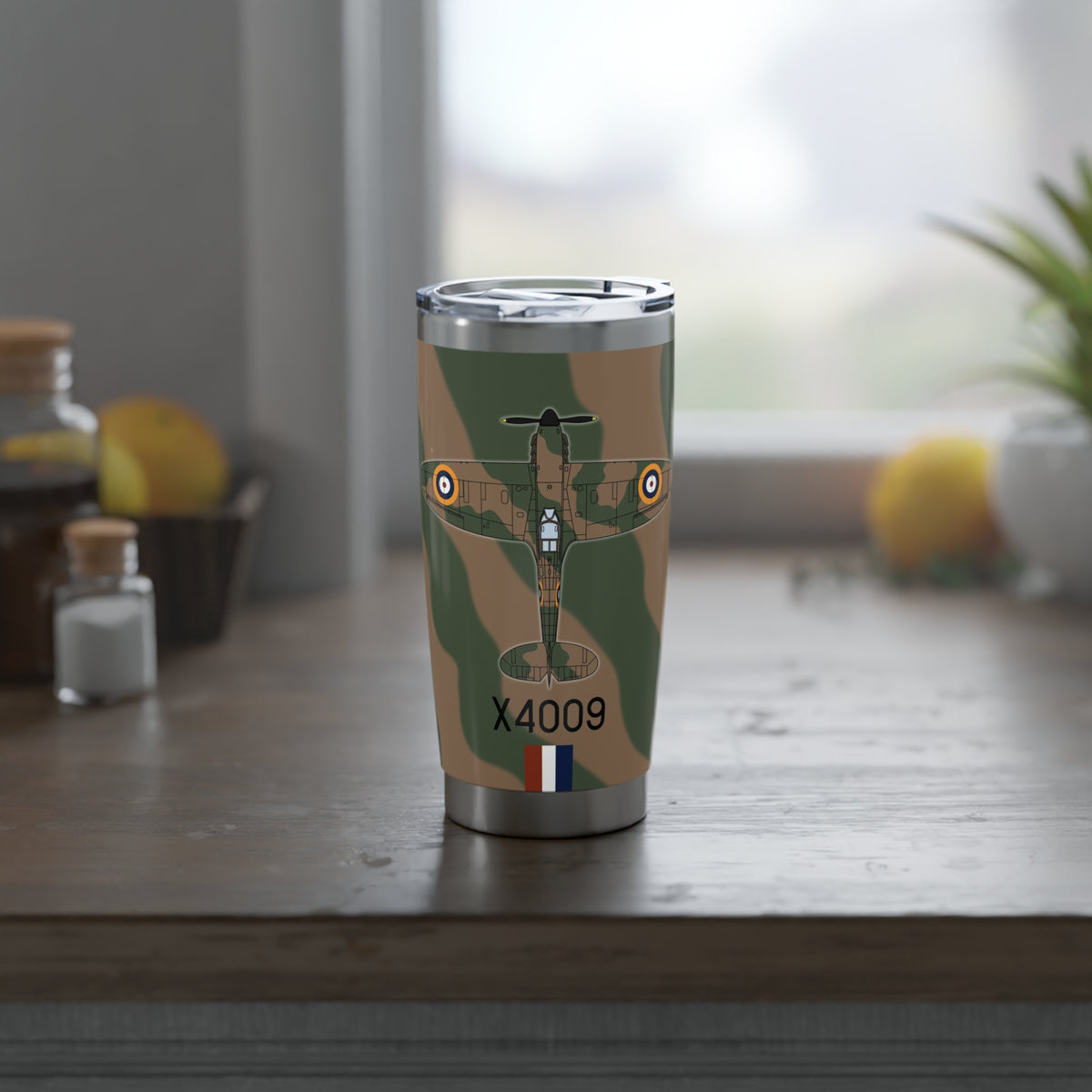 Spitfire "AZ-Q" of Pat Hughes  20oz (590ml) Stainless Steel Tumbler - I Love a Hangar