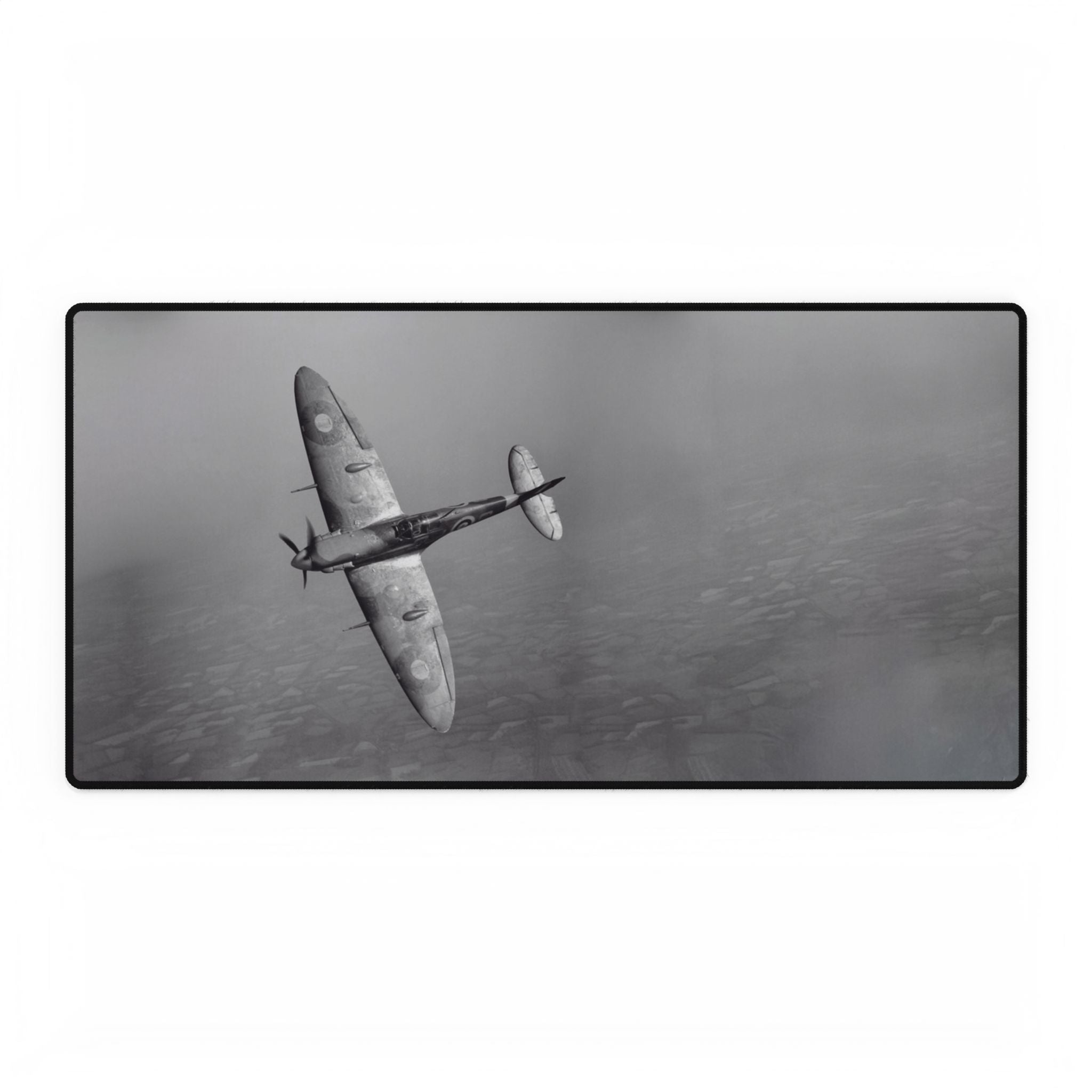 Spitfire R6923 over the English countryside Desk Mat - I Love a Hangar