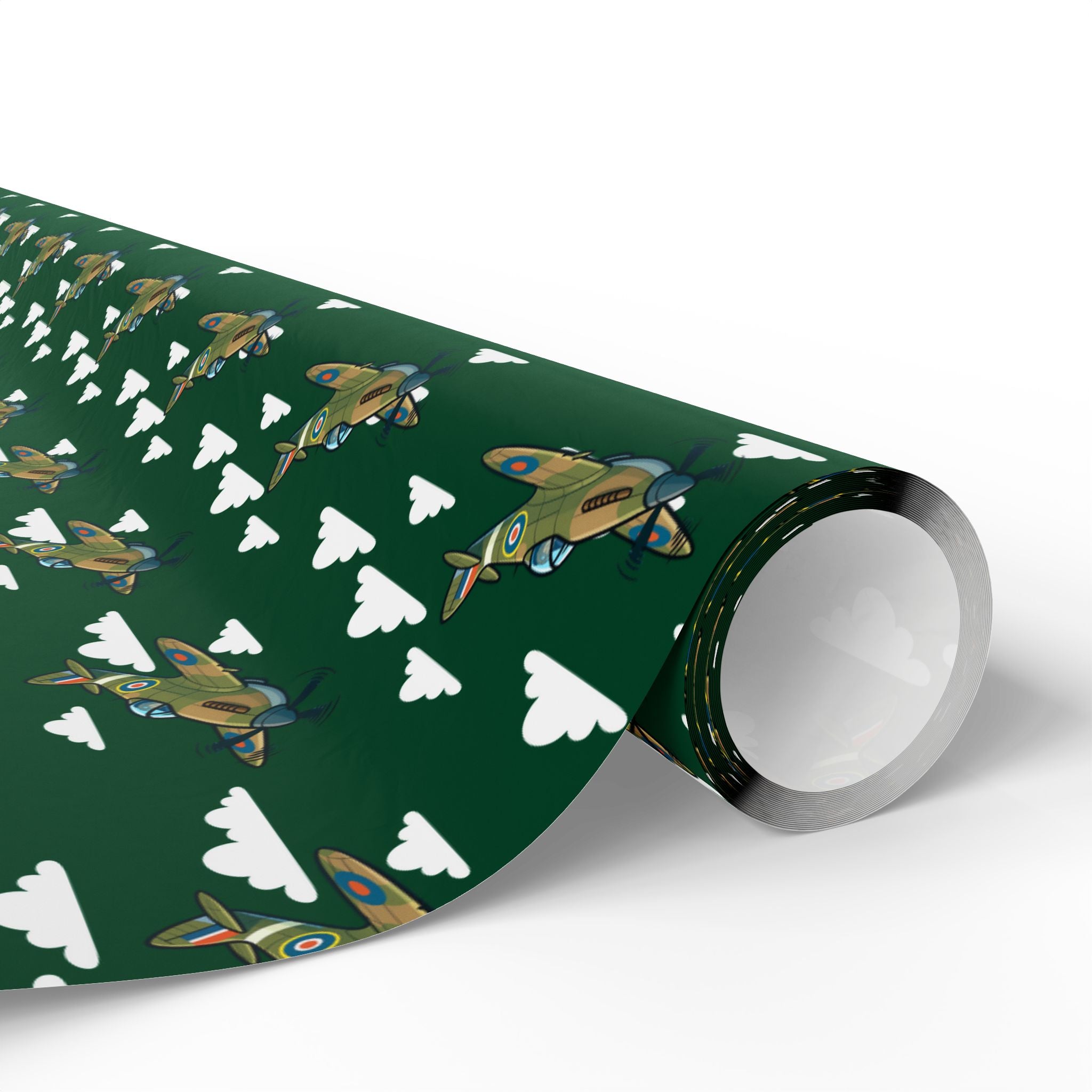 Spitfire Wrapping Paper - Green - I Love a Hangar