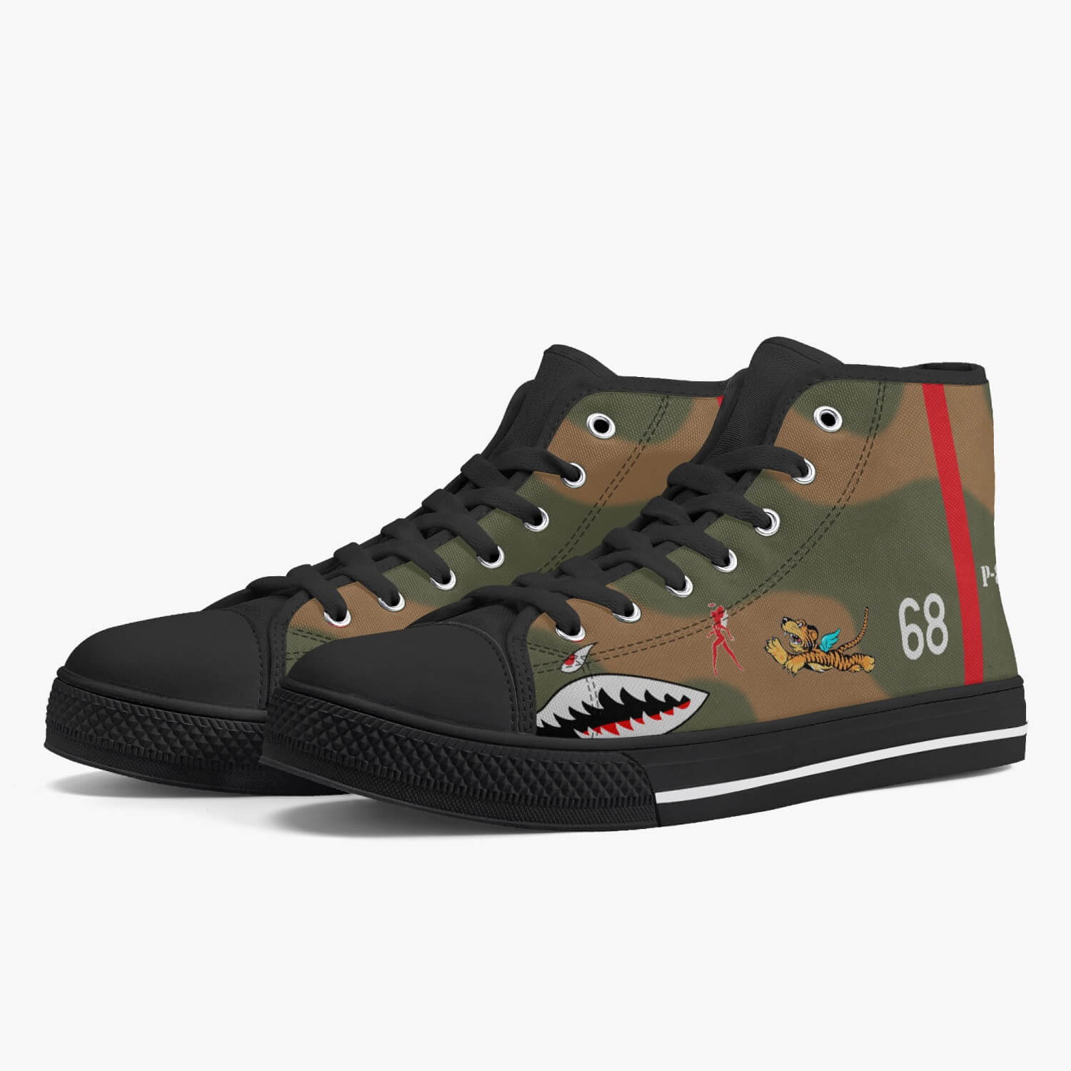 P-40 "White 68" of Charles Older High Top Canvas Shoes - I Love a Hangar