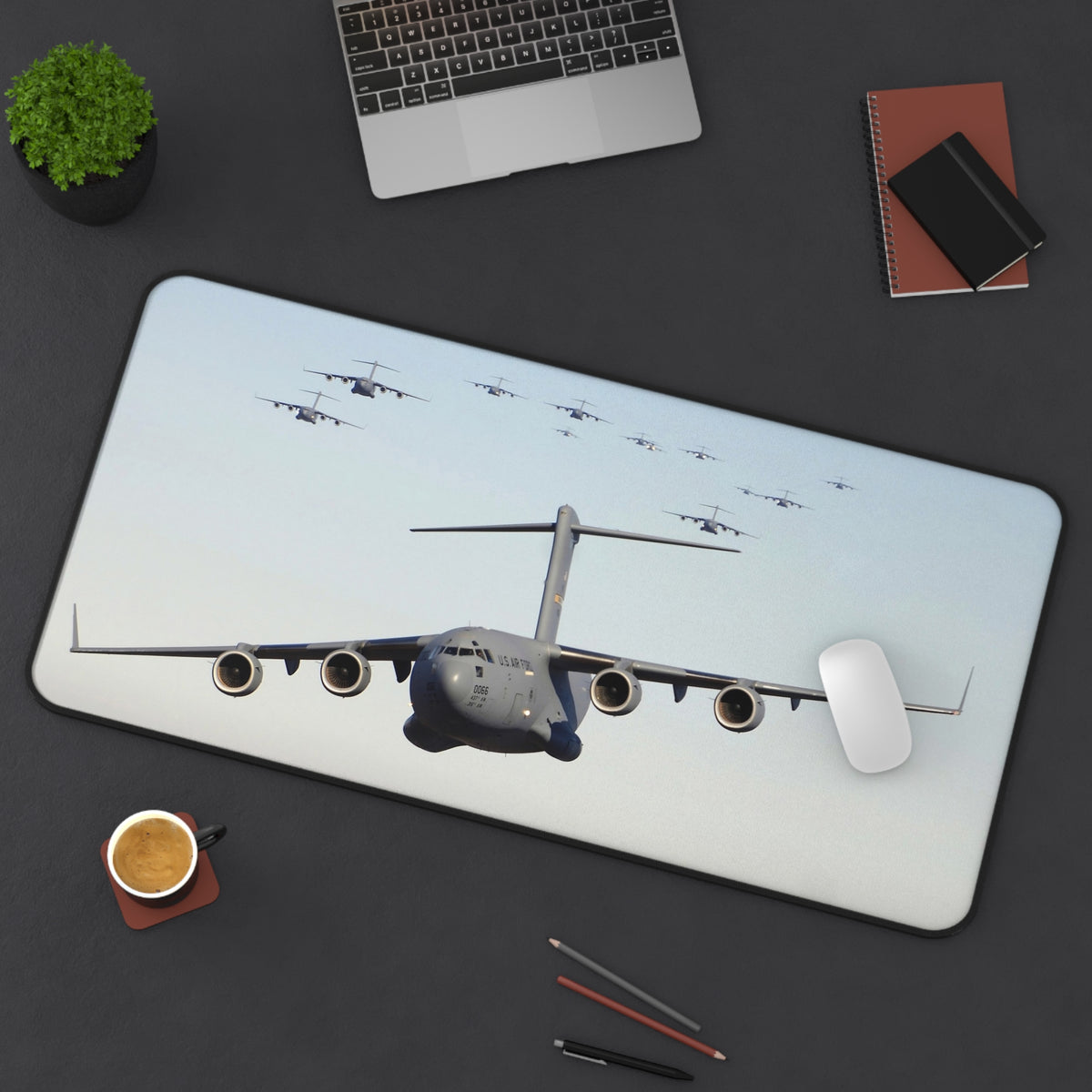 C-17 Globemaster Formation Desk Mat - I Love a Hangar