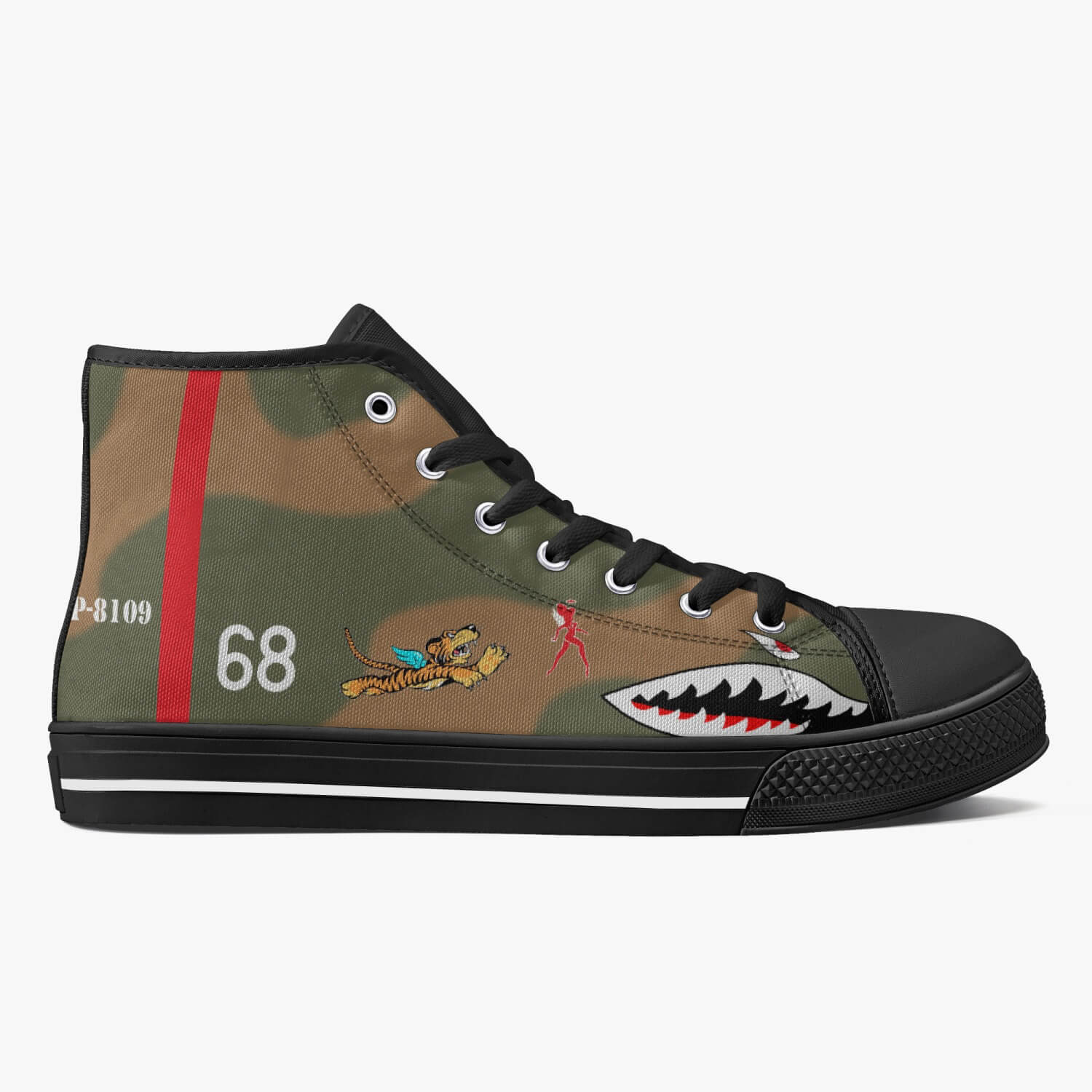 P-40 "White 68" of Charles Older High Top Canvas Shoes - I Love a Hangar