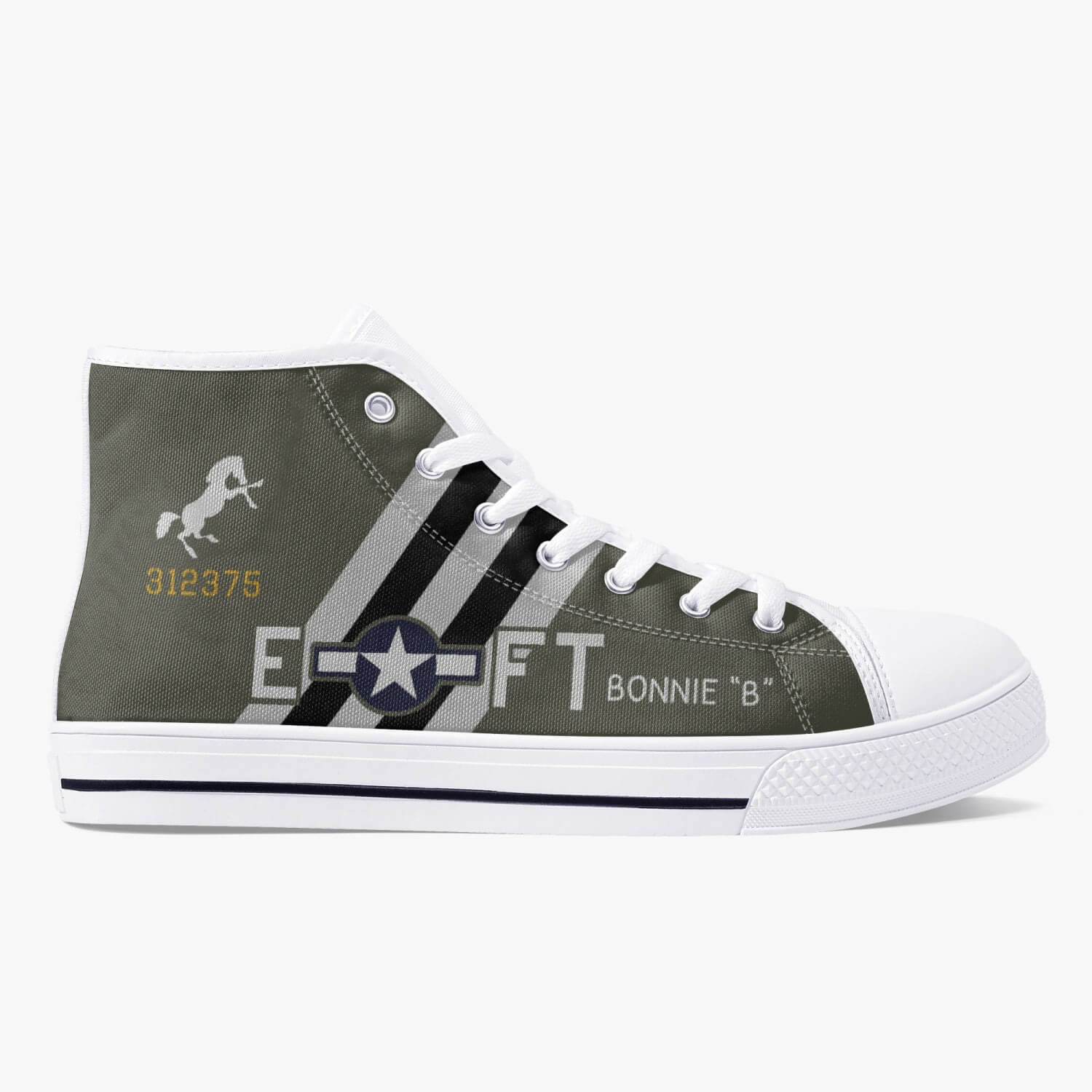 P-51 "Bonnie B" High Top Canvas Shoes - I Love a Hangar