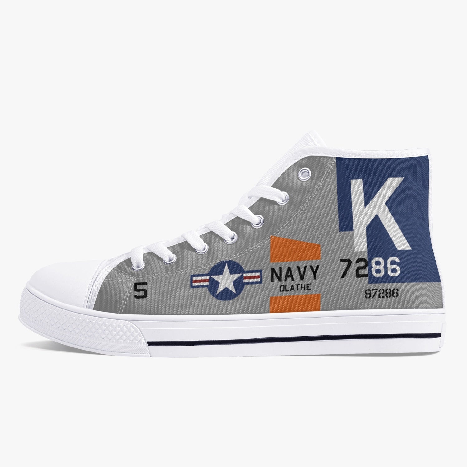 F4U Corsair "NAS Olathe" High Top Canvas Shoes - I Love a Hangar